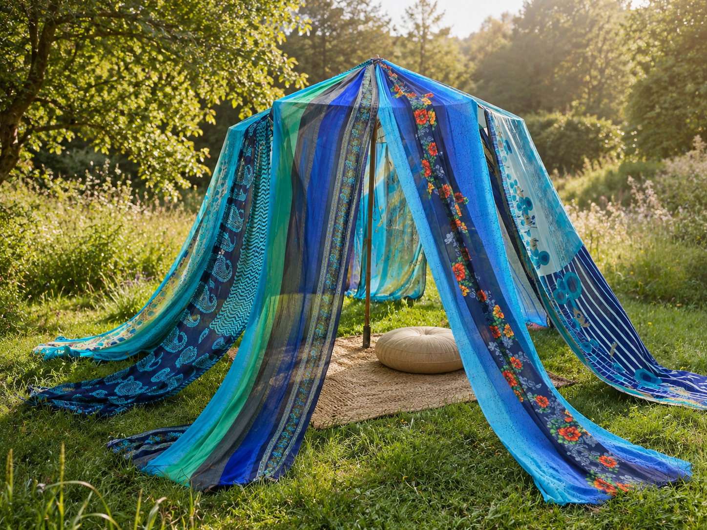 Handmade Saree Umbrella Cover | Colorful Canopy for Garden & Patio | Handmade Sunshade Tent | Hippie Outdoor Decor tent | Sun Parasol Cover