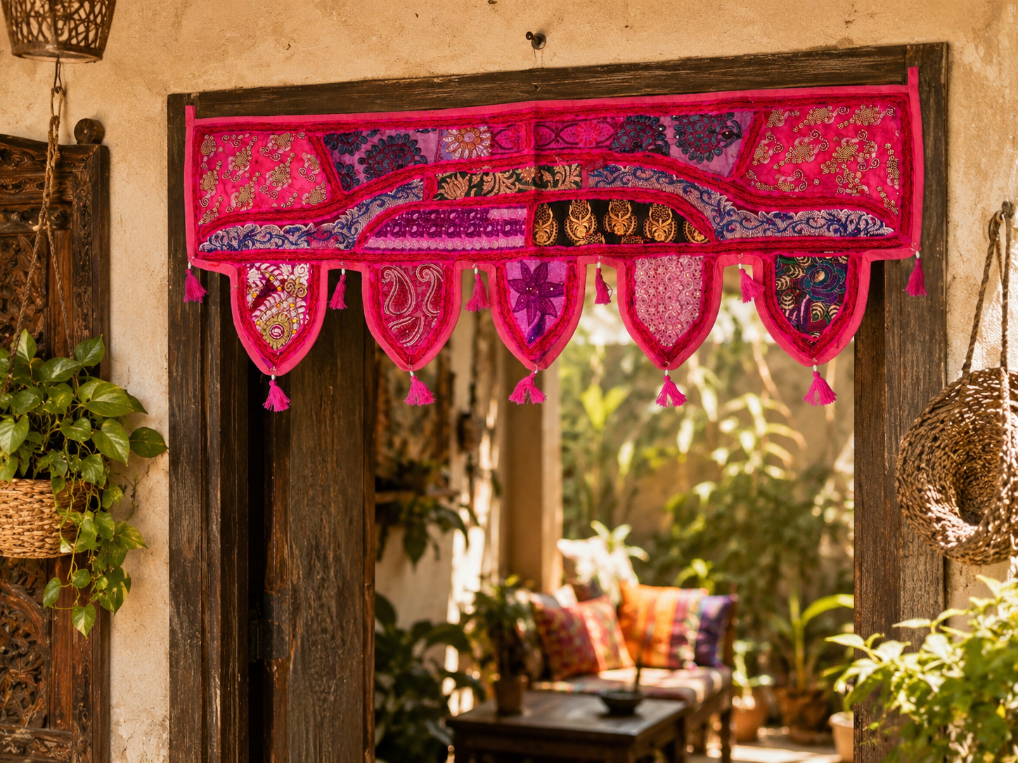 Indian Toran - colorful door hanging | boho wall decor - window valance