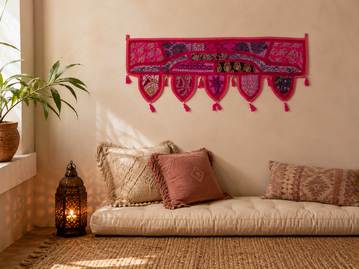 Toran indio - colgante de puerta colorido | decoración de pared bohemia - cenefa de ventana