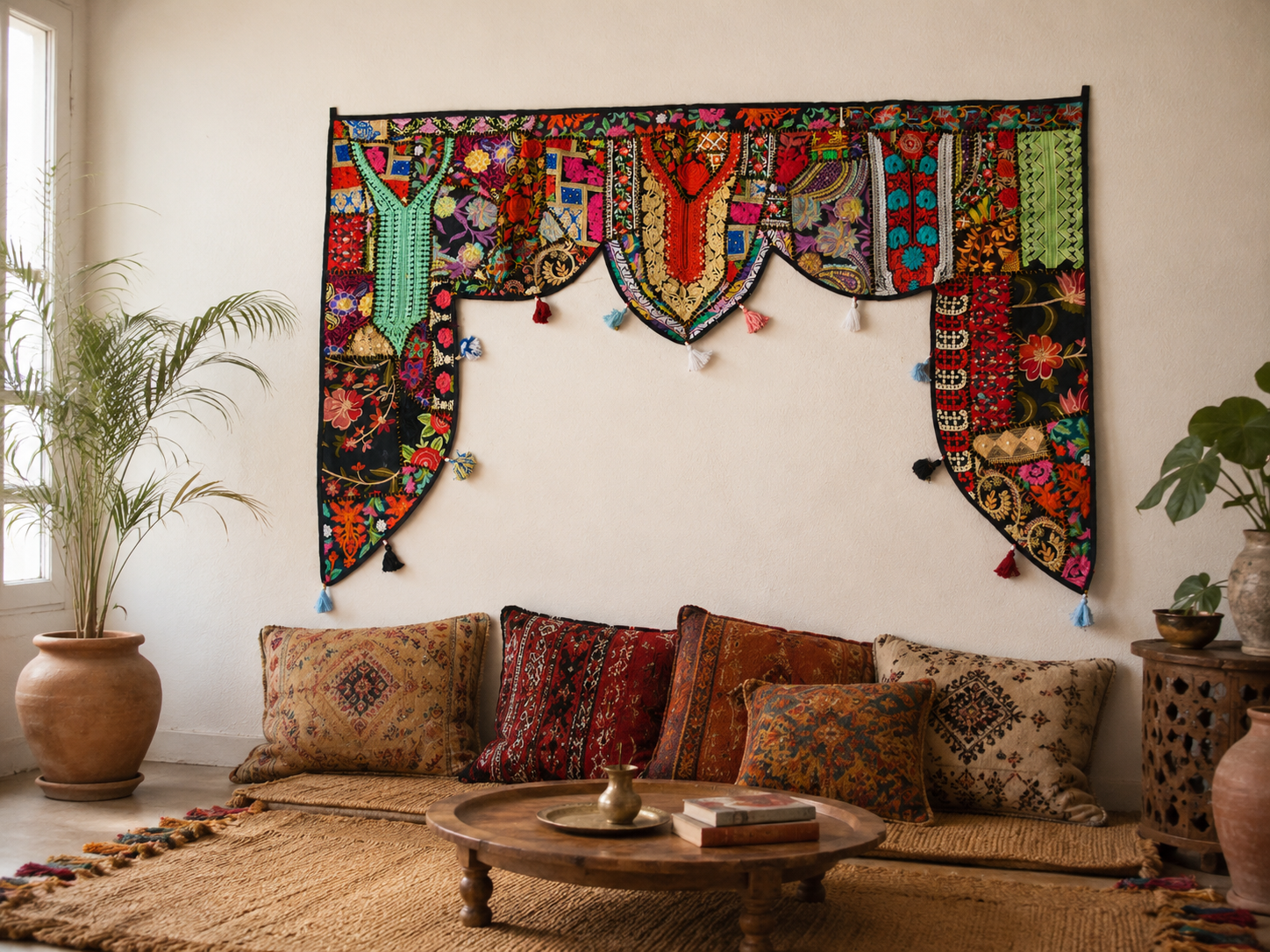 Tapiz indio para colgar en la puerta - Toran - Tapiz de pared colorido para decoración de pared bohemia y hogares hippies