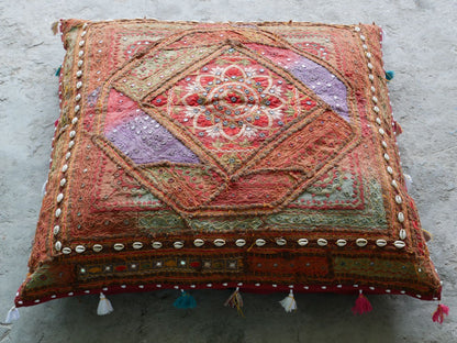 Square floor pillow - meditation cushion "Bohemian Masala" floor seating India style Floor pouf Cover only