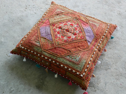 Square floor pillow - meditation cushion "Bohemian Masala" floor seating India style Floor pouf Cover only