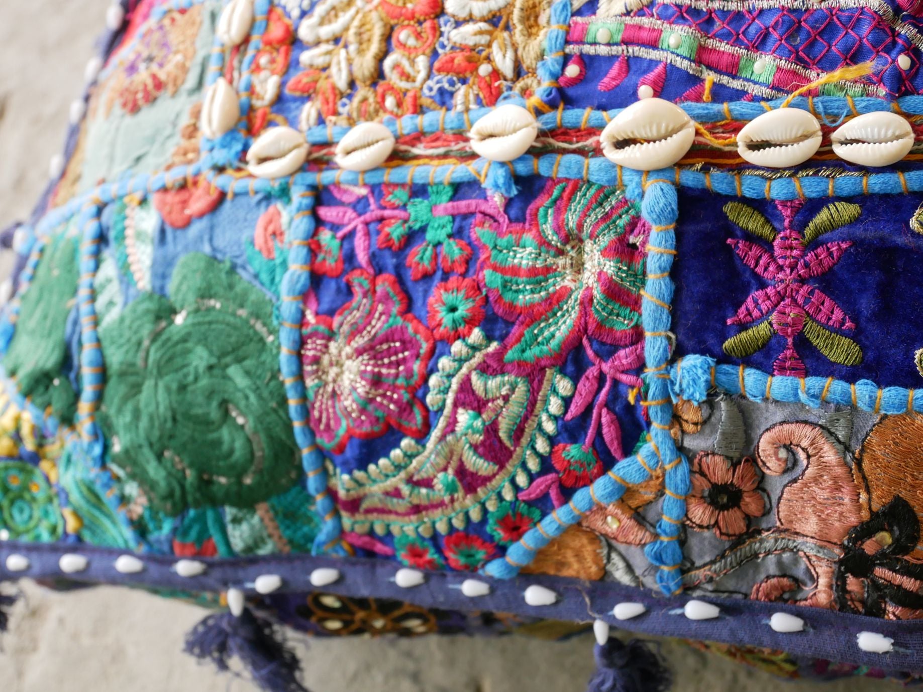Floor pillow 24x24" bohemian floor pouf | turquoise meditation cushion | large square floor pillow - The Shanti Home
