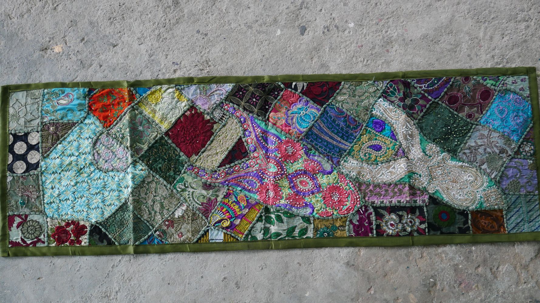 Table runner - wall tapestry boho style Indian wall hanging  colorful table runner