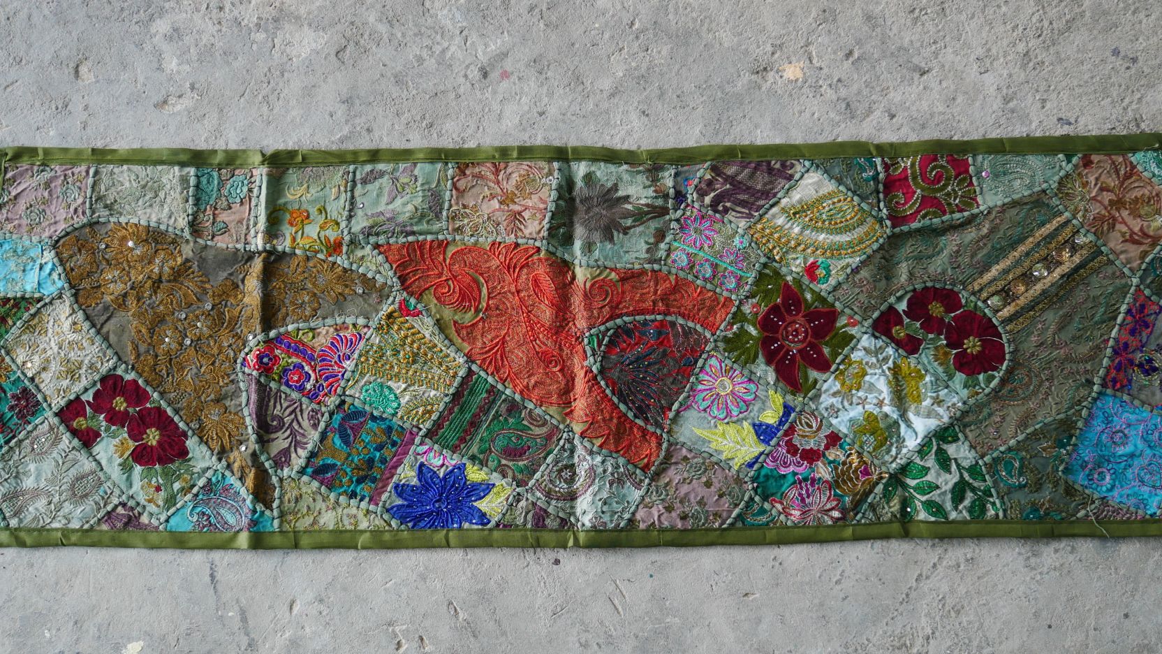 Table runner - wall tapestry boho style Indian wall hanging  colorful table runner