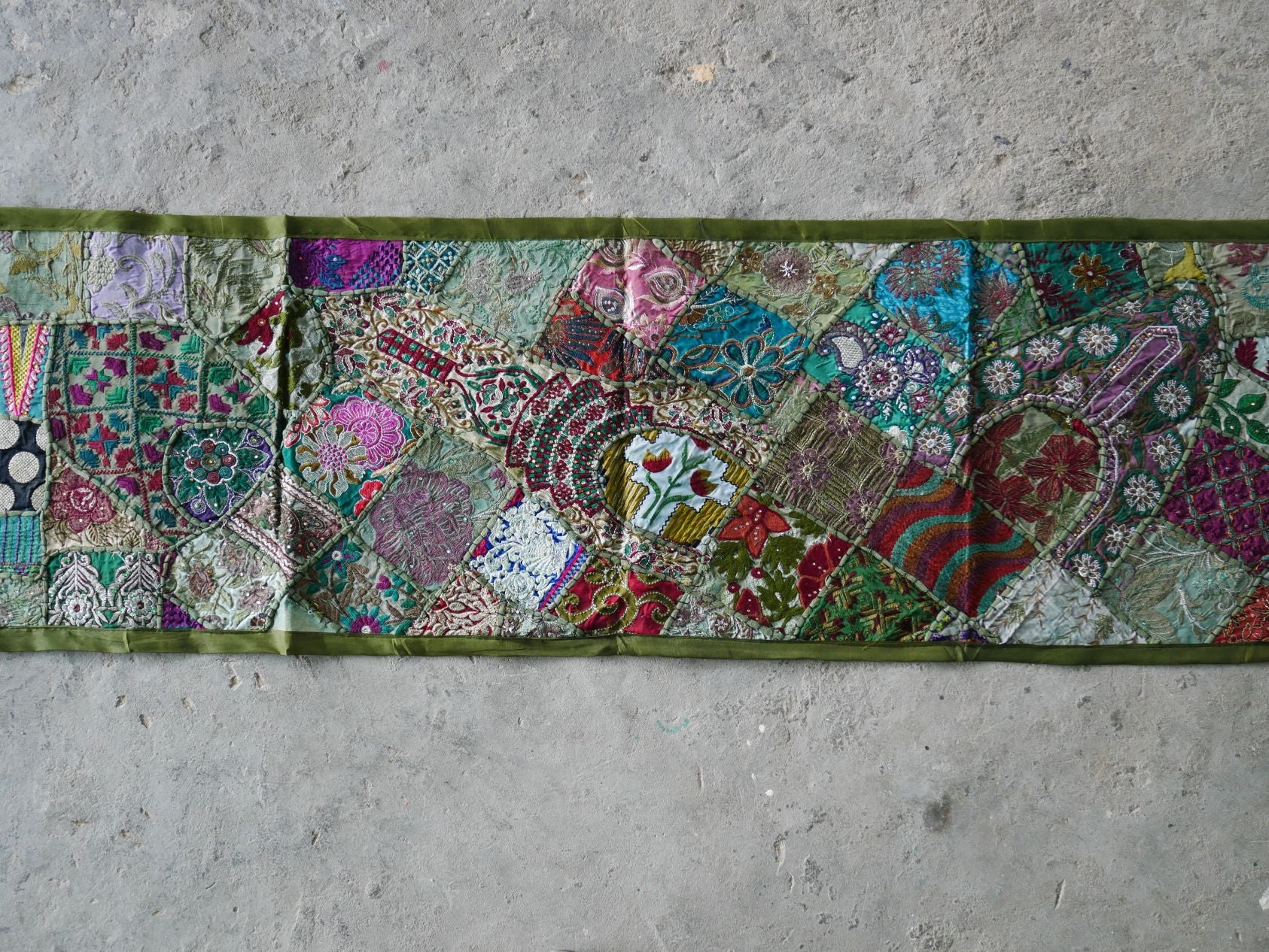 Table runner - wall tapestry boho style Indian wall hanging  colorful table runner