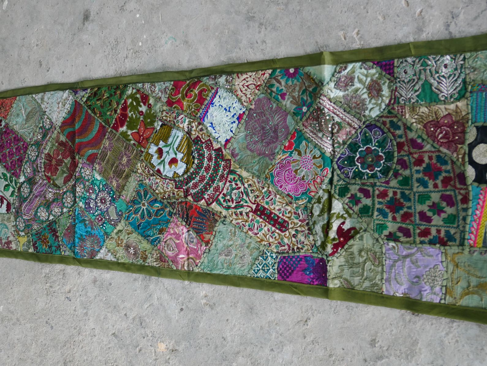 Table runner - wall tapestry boho style Indian wall hanging  colorful table runner