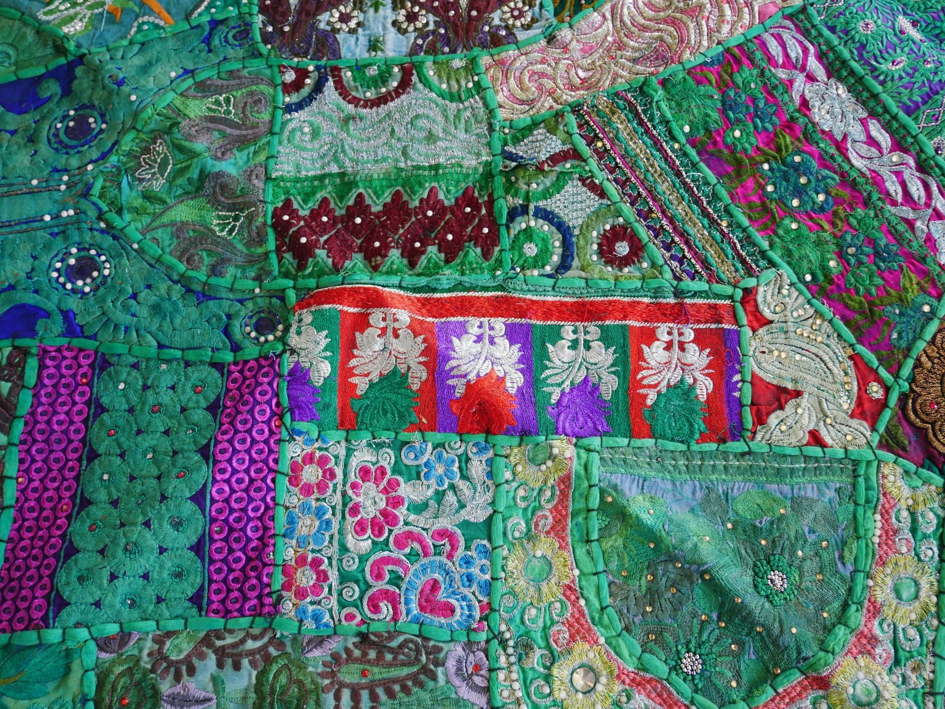 Tapiz de pared estilo jungla bohemia Tapiz de patchwork - Hippie indio - Tapiz de pared estilo bohemio