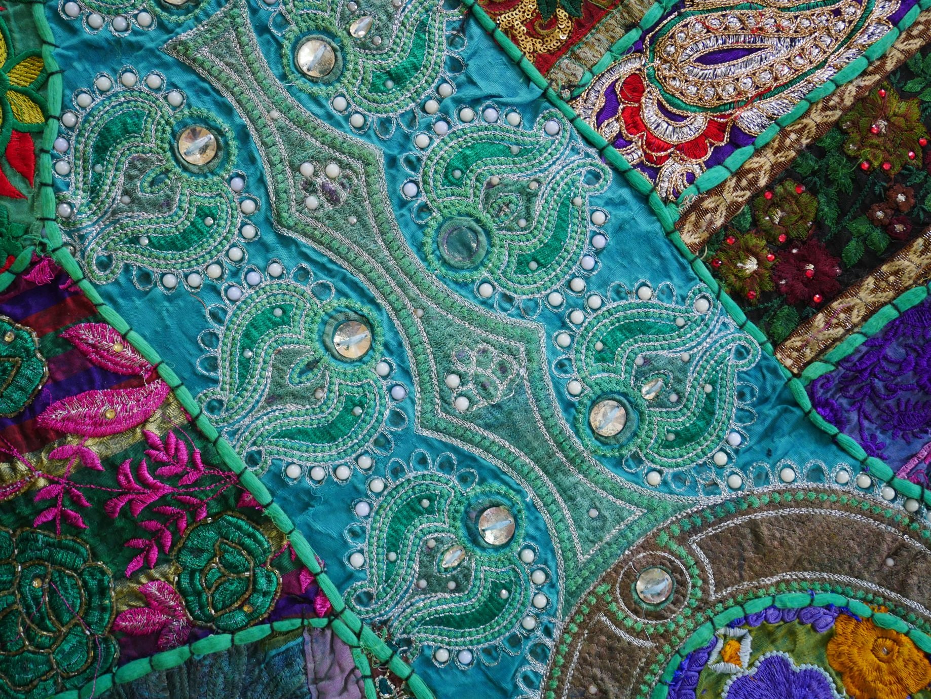 Tapiz de pared estilo jungla bohemia Tapiz de patchwork - Hippie indio - Tapiz de pared estilo bohemio