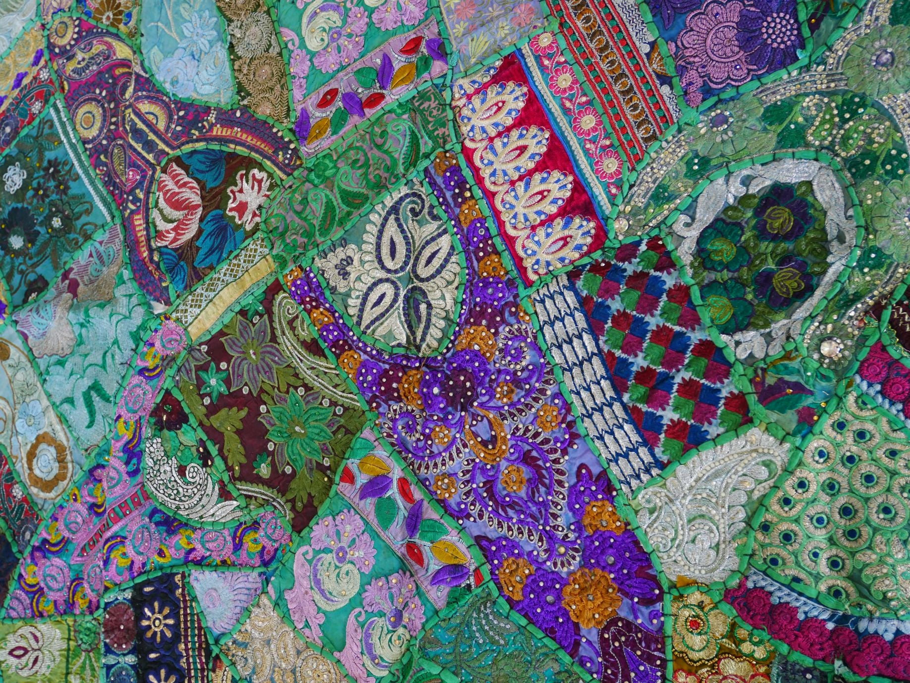 Tapiz de pared estilo jungla bohemia Tapiz de patchwork - Hippie indio - Tapiz de pared estilo bohemio