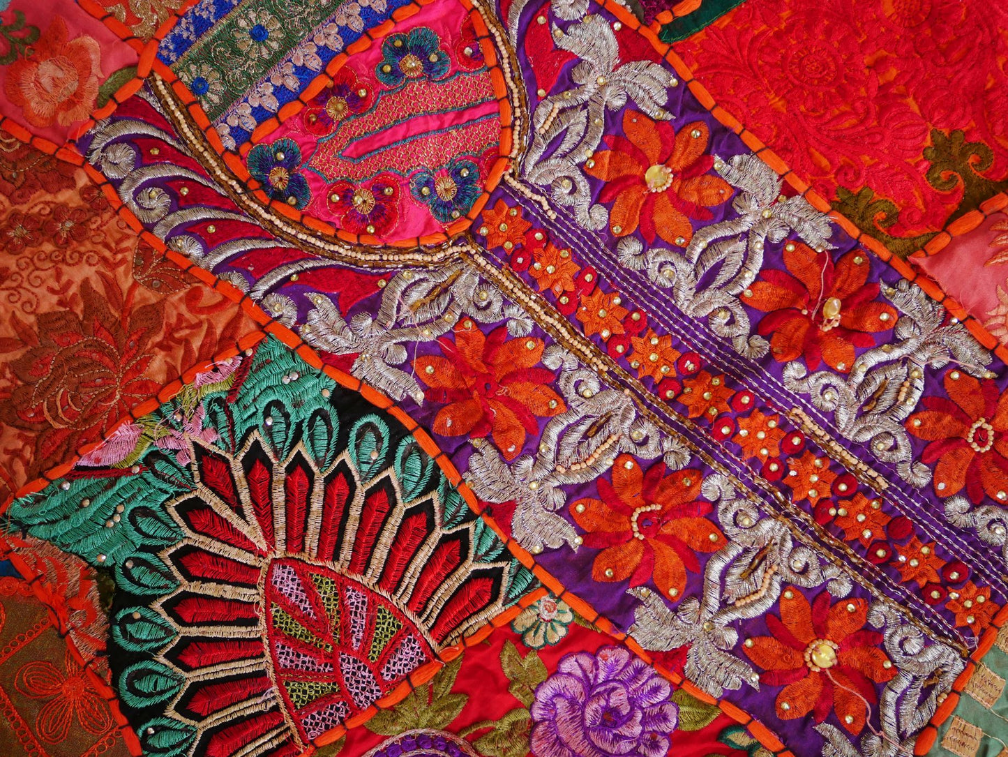 Gelber Patchwork-Wandteppich - indischer Hippie - Wandbehang im Boho-Stil