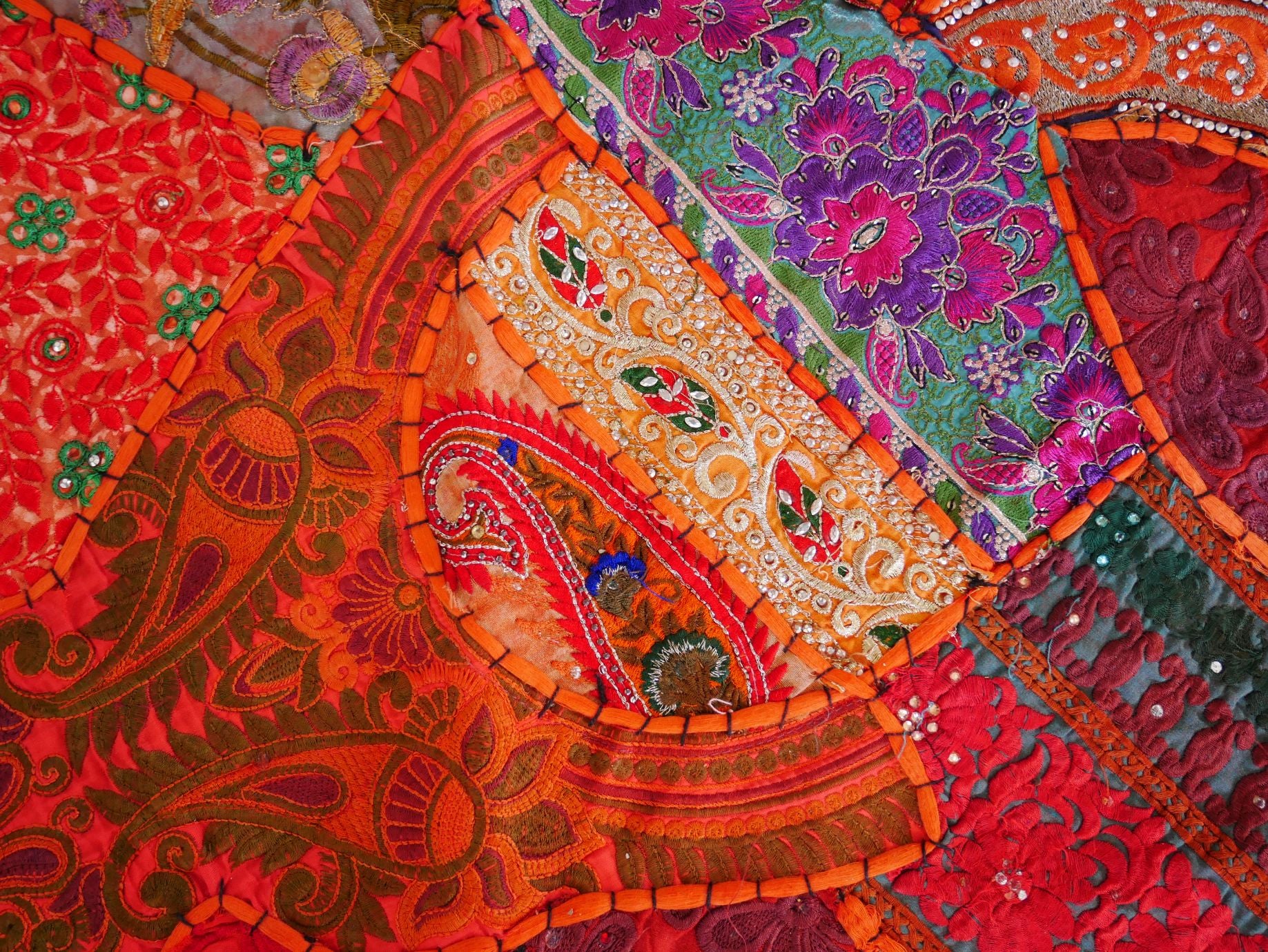 Colorful Patchwork wall tapestry - Indian hippie wall decor - boho style wall hanging