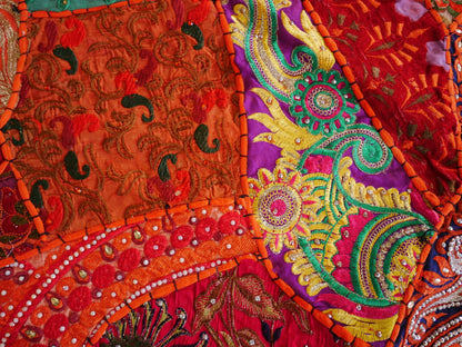 Gelber Patchwork-Wandteppich - indischer Hippie - Wandbehang im Boho-Stil