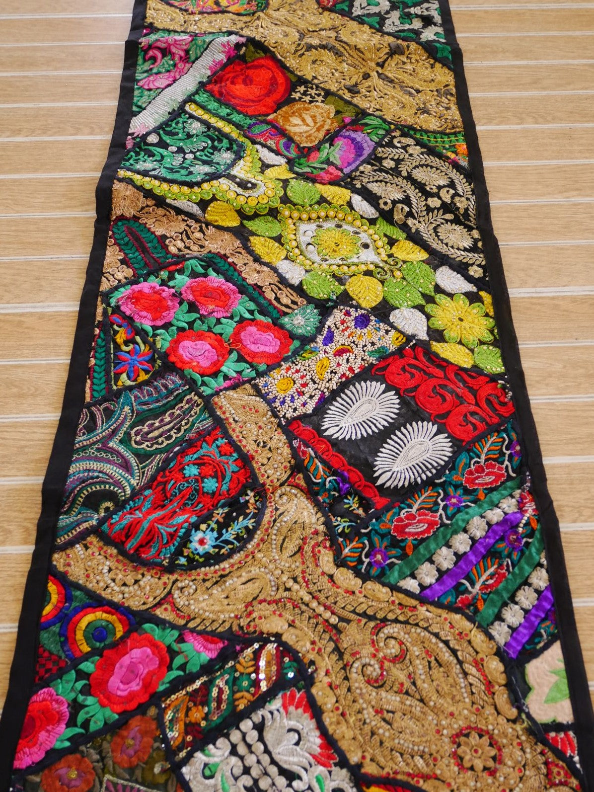 Boho wall hanging - Colorful tapestry - table runner vintage saree patchwork runner