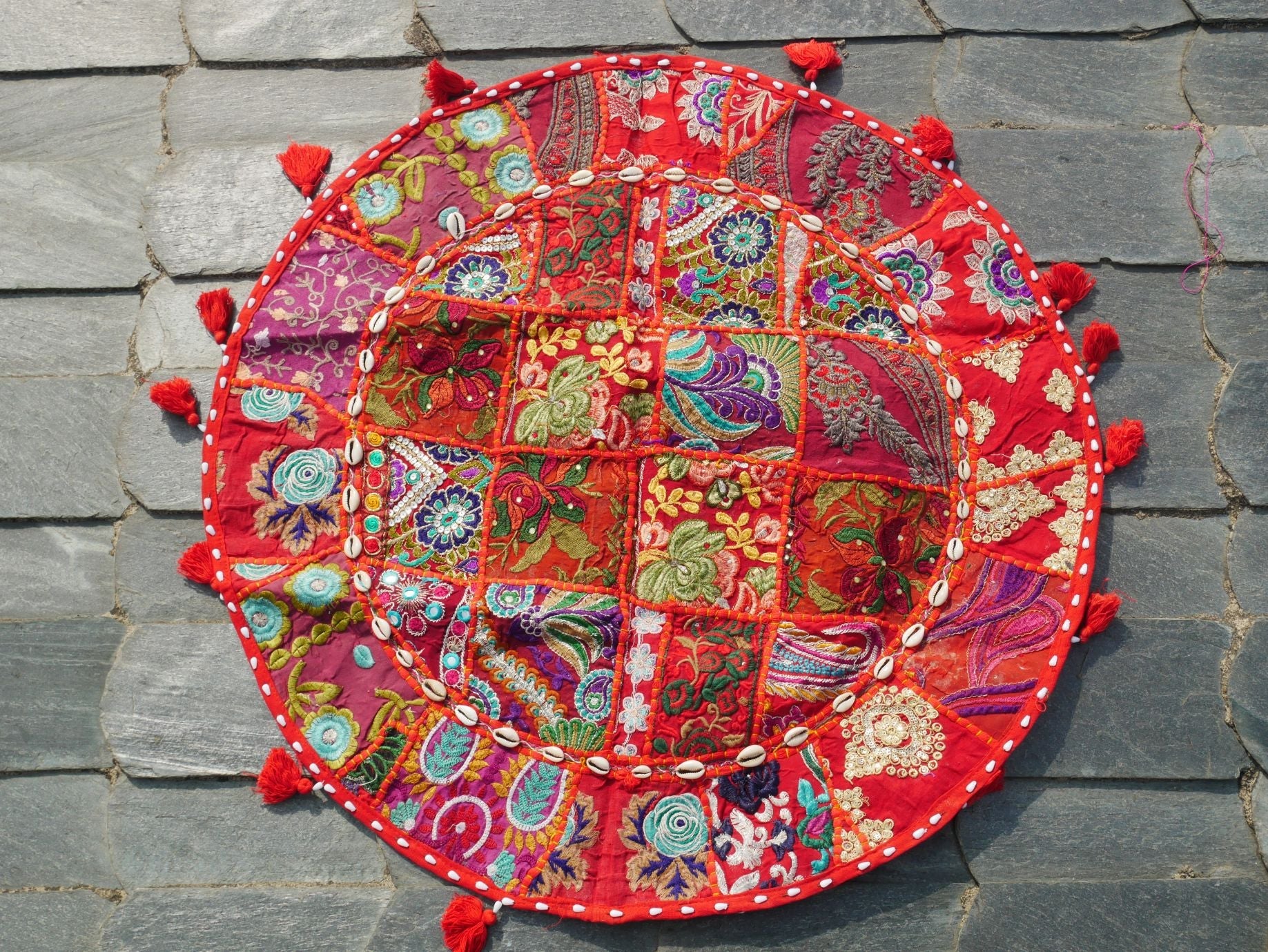 Floor pillow "Shanti Heart" large floor cushion cover or meditation cushion (cover only) - The Shanti Home