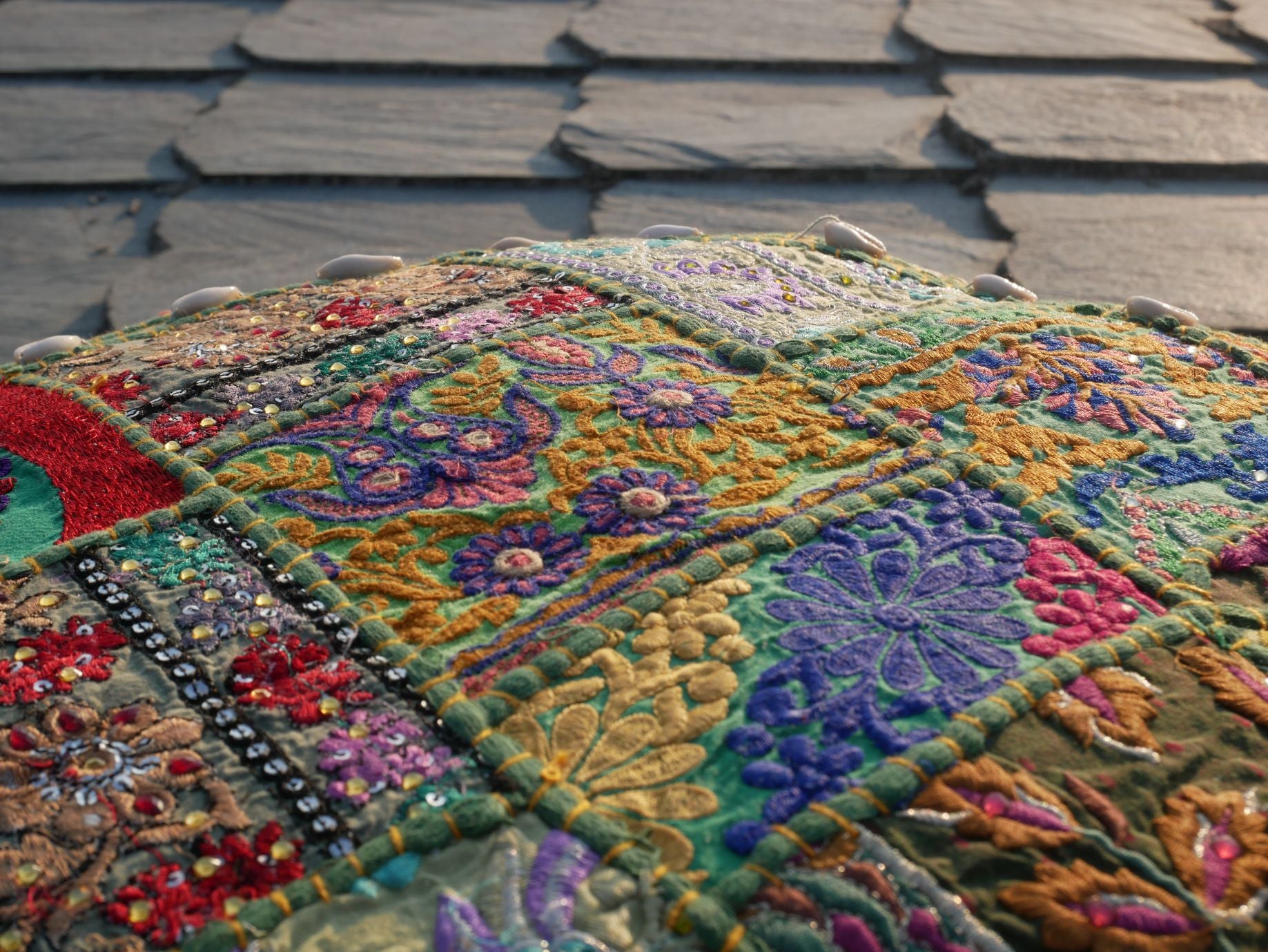 Boho floor pillow - Meditation cushion cover - Indian floor seating patchwork pillow - The Shanti Home