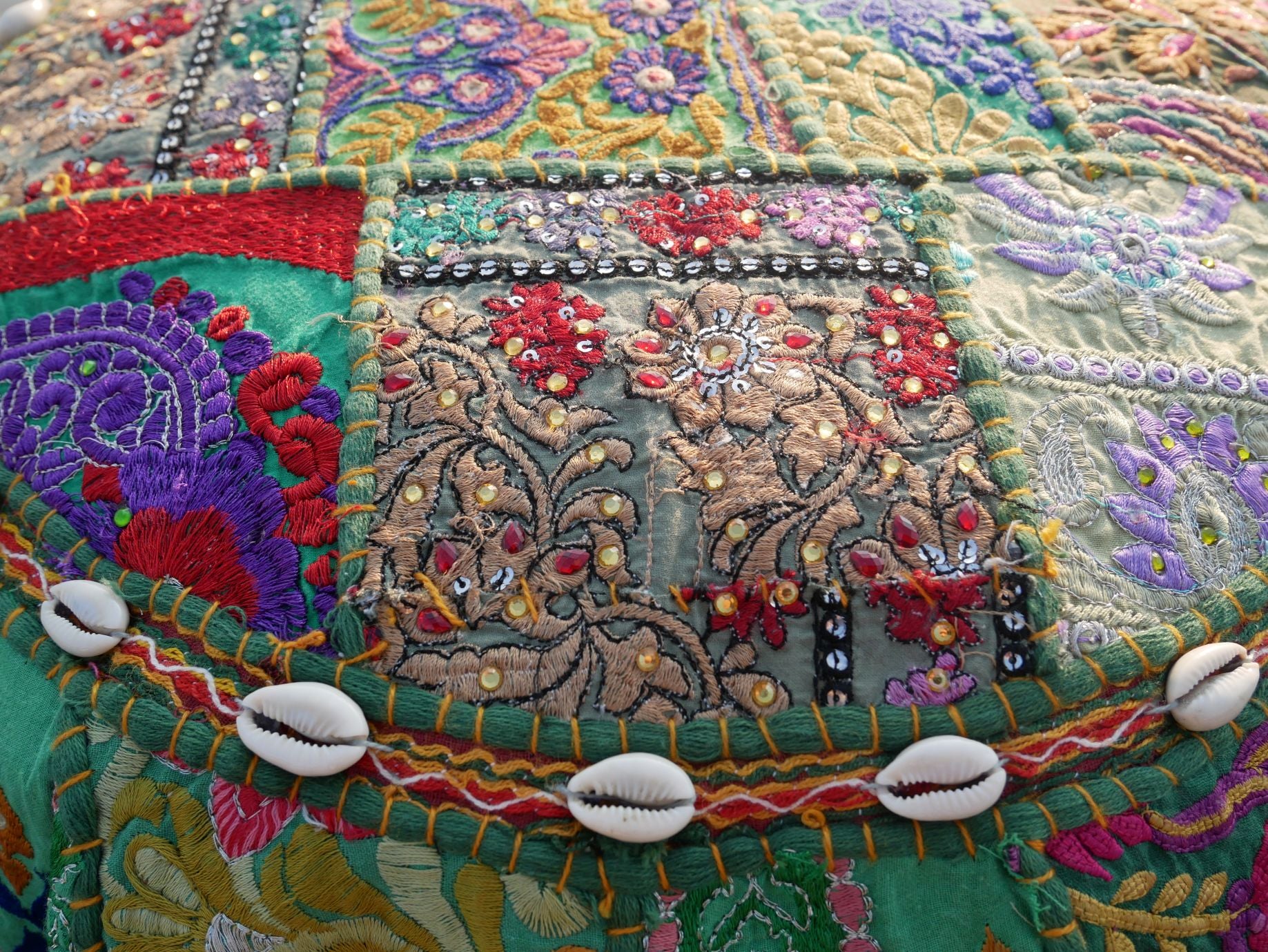 Boho floor pillow - Meditation cushion cover - Indian floor seating patchwork pillow - The Shanti Home