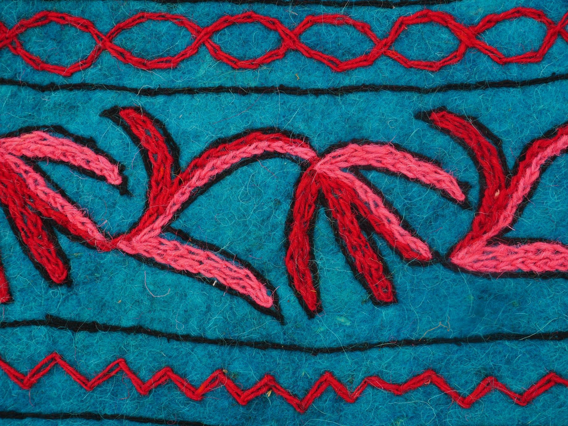 Alfombra redonda de lana de 5 pies "Mandala de flores" Namda | Alfombra de área bohemia de Cachemira fieltrada y bordada a mano