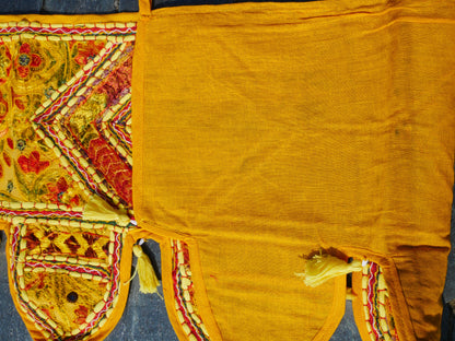Embroidery Toran - Indian door hanging - Boho window valance yellow