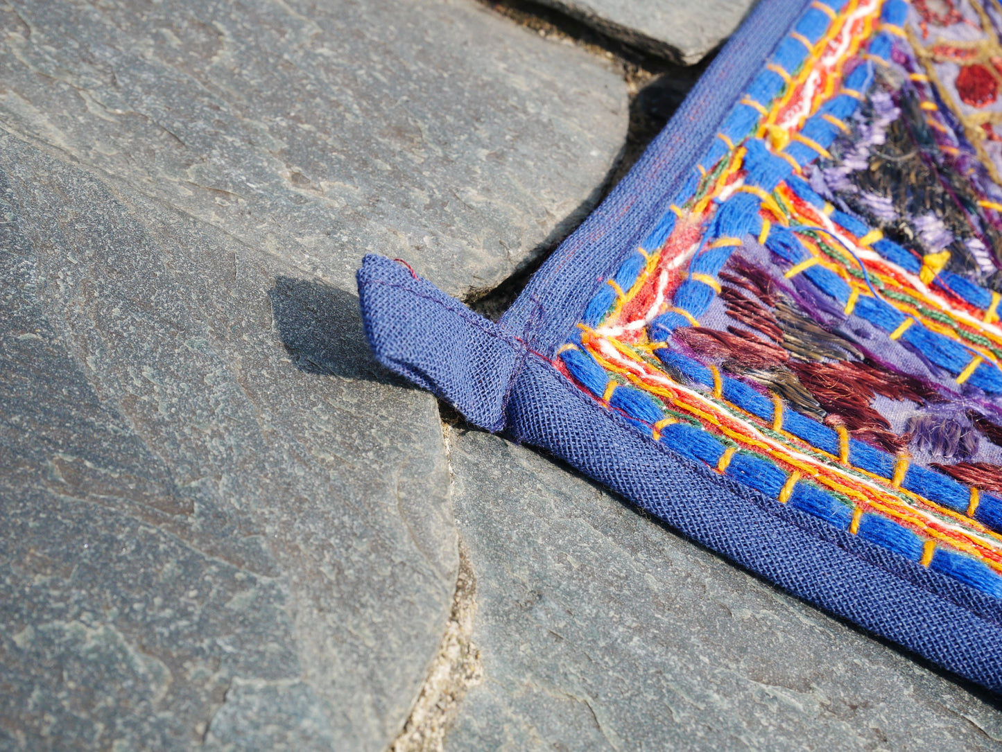 Embroidery Toran - Indian door hanging - Boho window valance blue