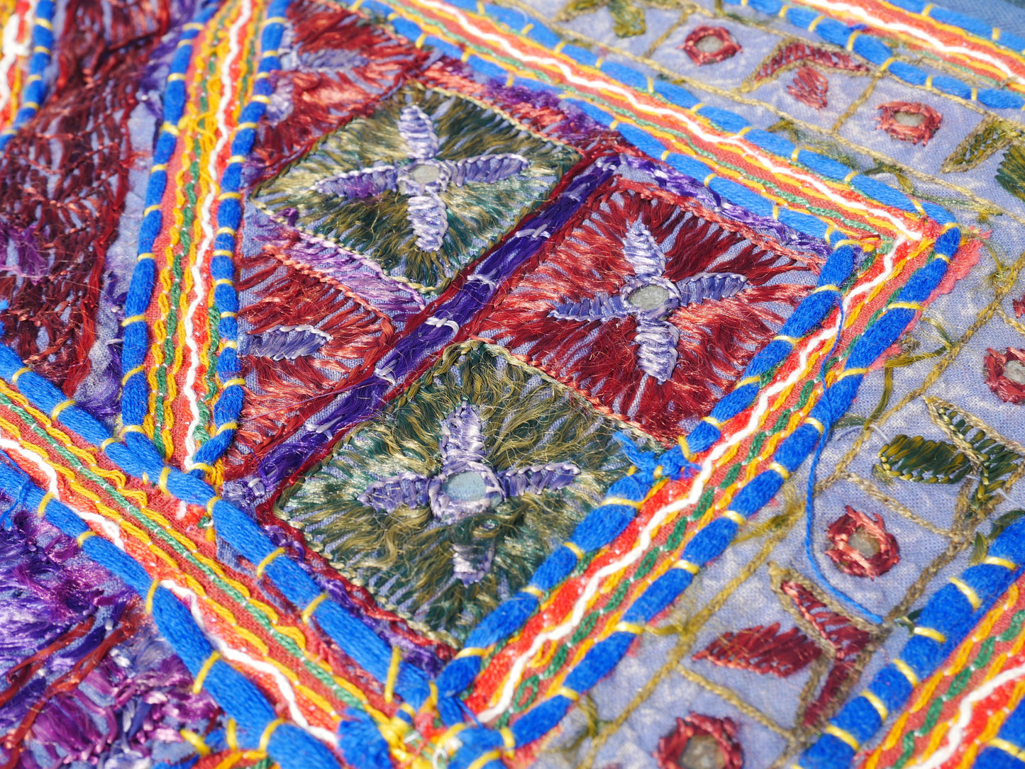 Embroidery Toran - Indian door hanging - Boho window valance blue