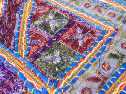 Embroidery Toran - Indian door hanging - Boho window valance blue