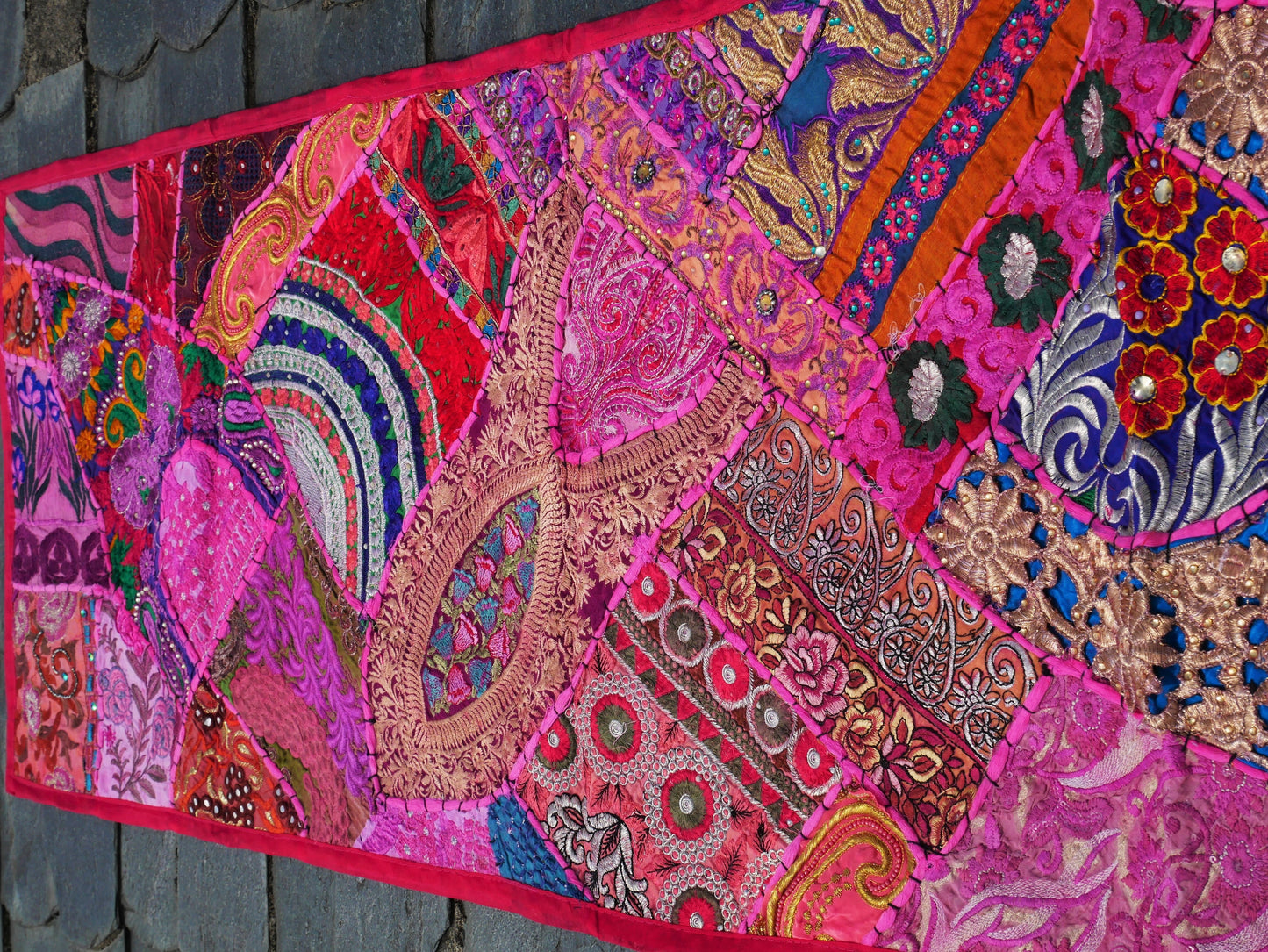 Table runner - wall tapestry boho style Indian wall hanging  colorful table runner