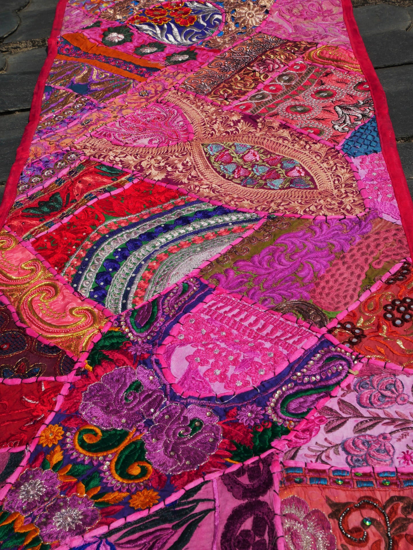 Table runner - wall tapestry boho style Indian wall hanging  colorful table runner