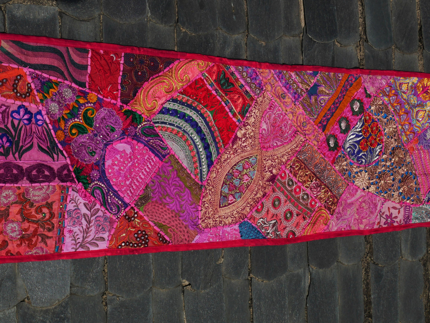 Table runner - wall tapestry boho style Indian wall hanging  colorful table runner