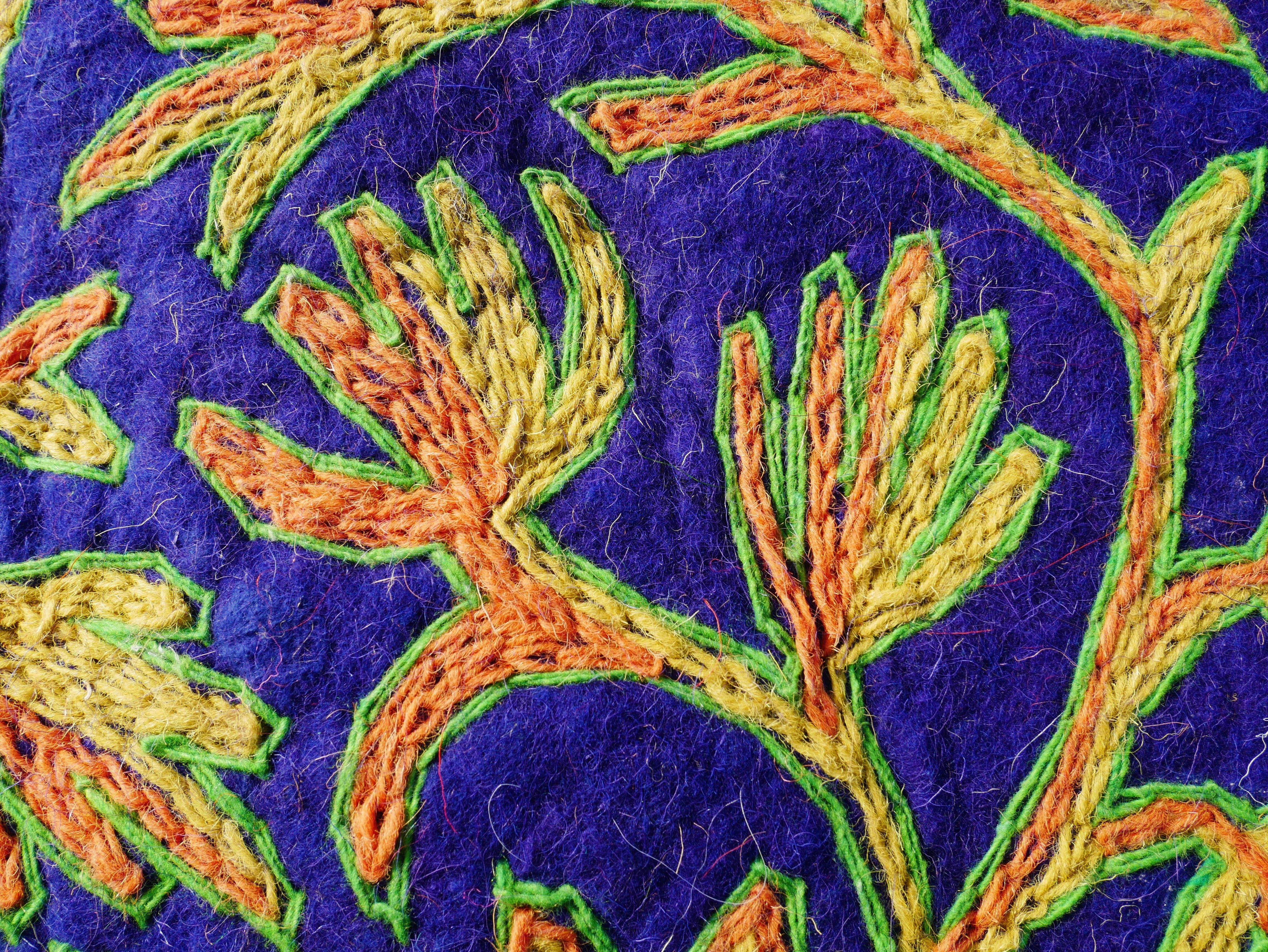 5ft Round Flower Namda Wool Rug | Hand-Felted & Embroidered | Boho Kashmiri Area Carpet