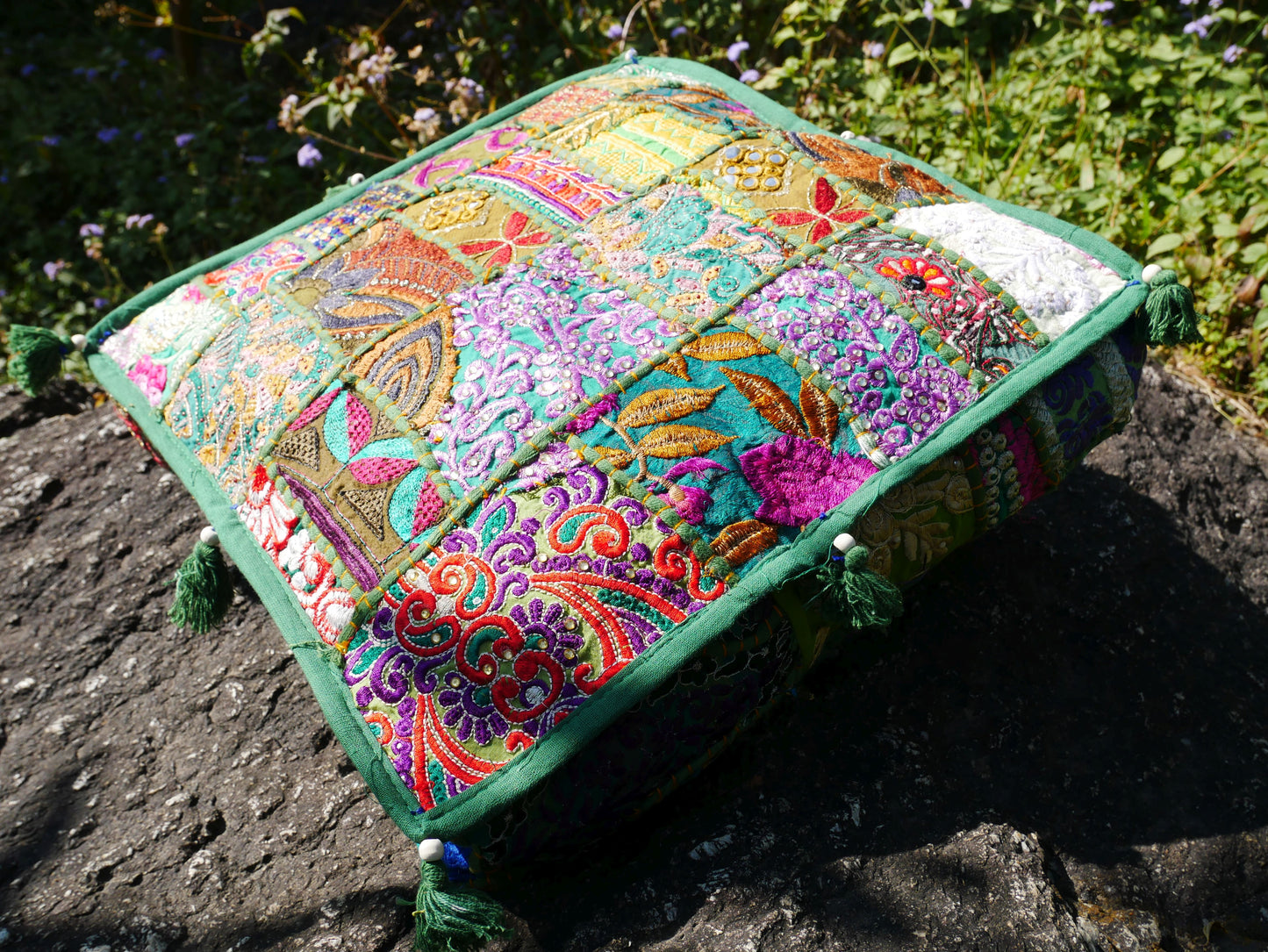 Green square floor cushion cover - throw pillow | meditation cushion - The Shanti Home