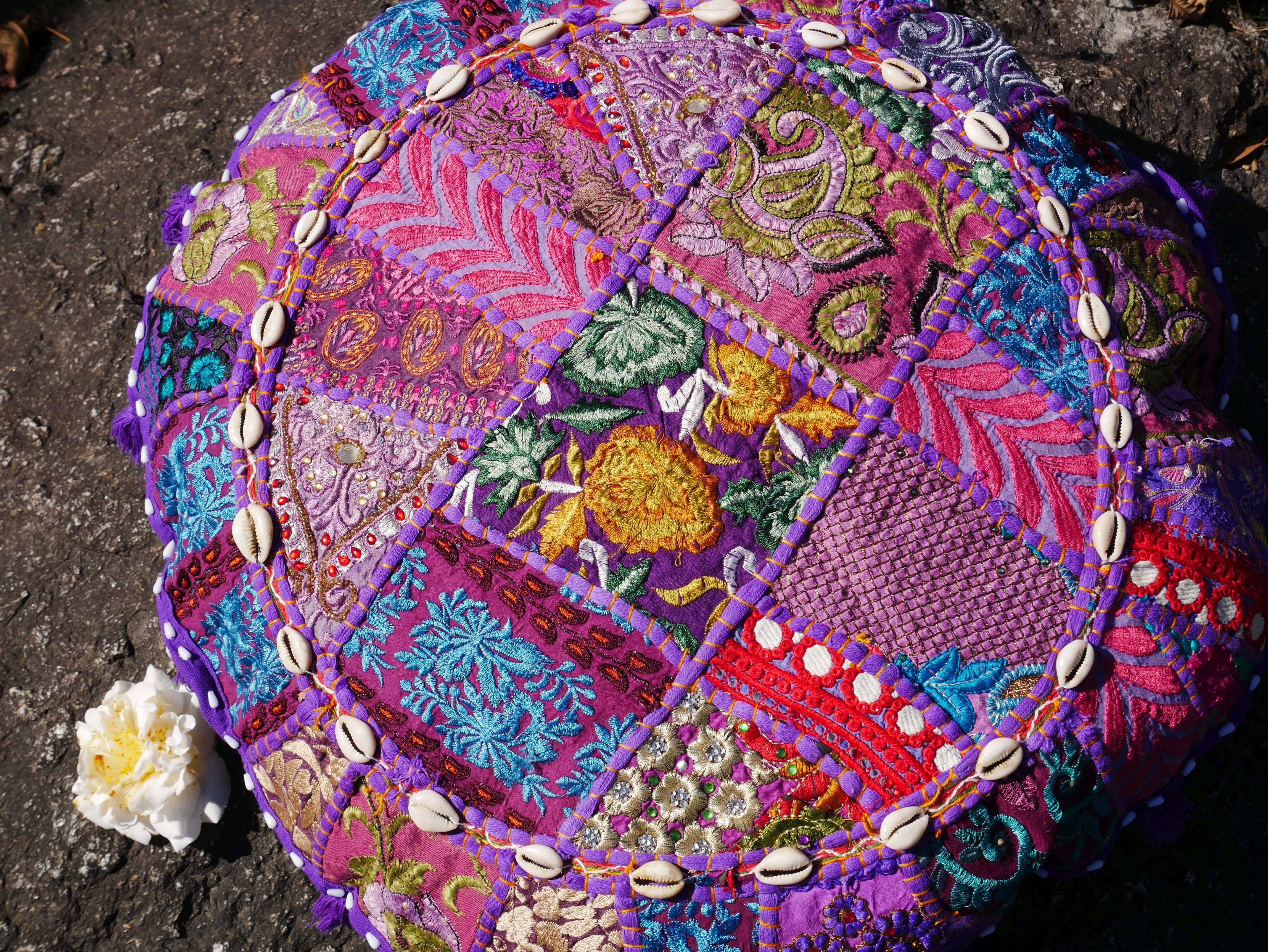 Boho floor pillow - Meditation cushion cover - Indian floor seating patchwork pillow - The Shanti Home