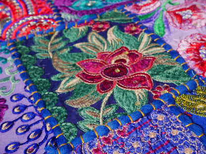 Patchwork floor pillow cover - colorful meditation cushion - Indian boho style floor seating.