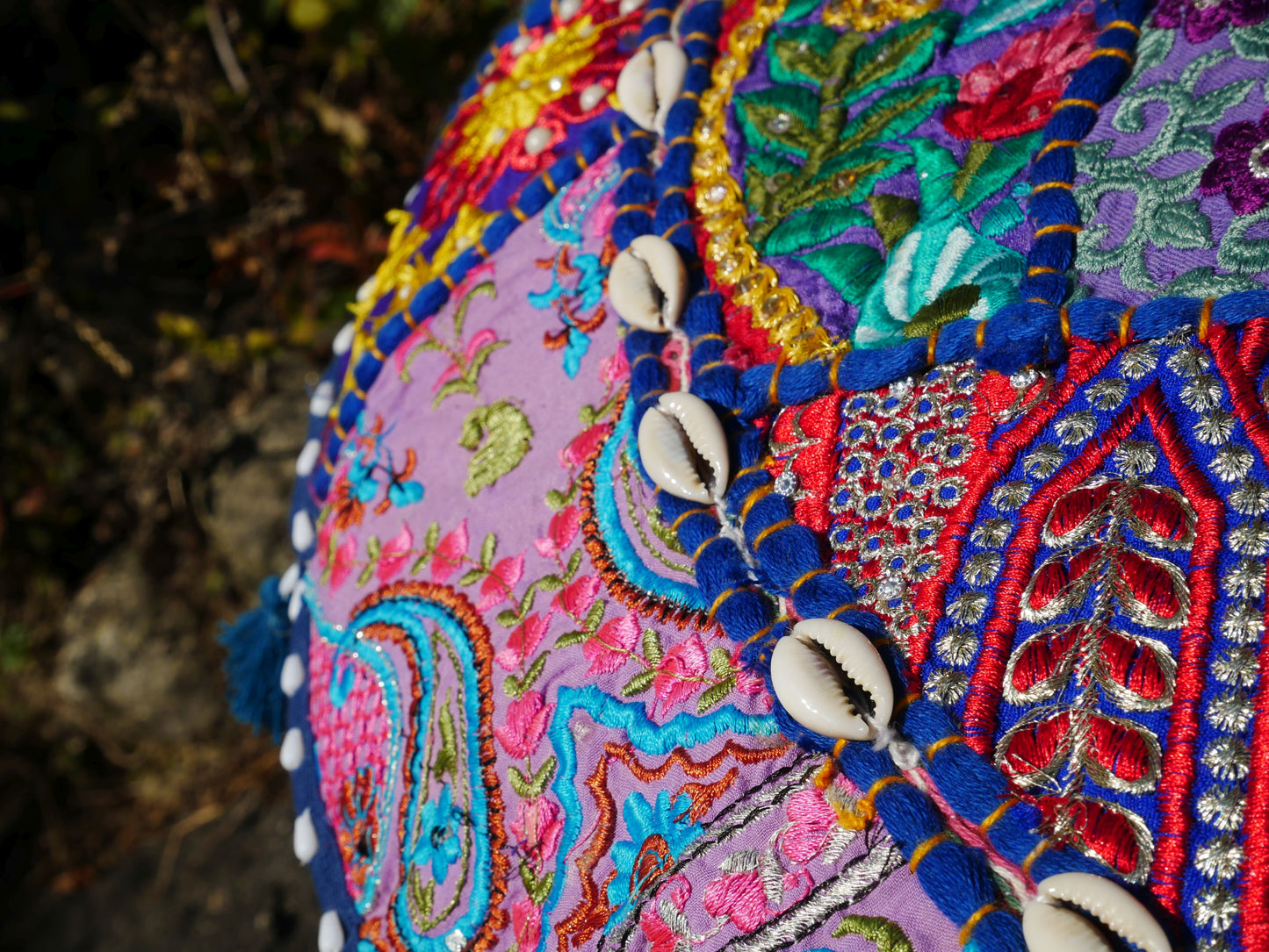 Patchwork floor pillow cover - colorful meditation cushion - Indian boho style floor seating.