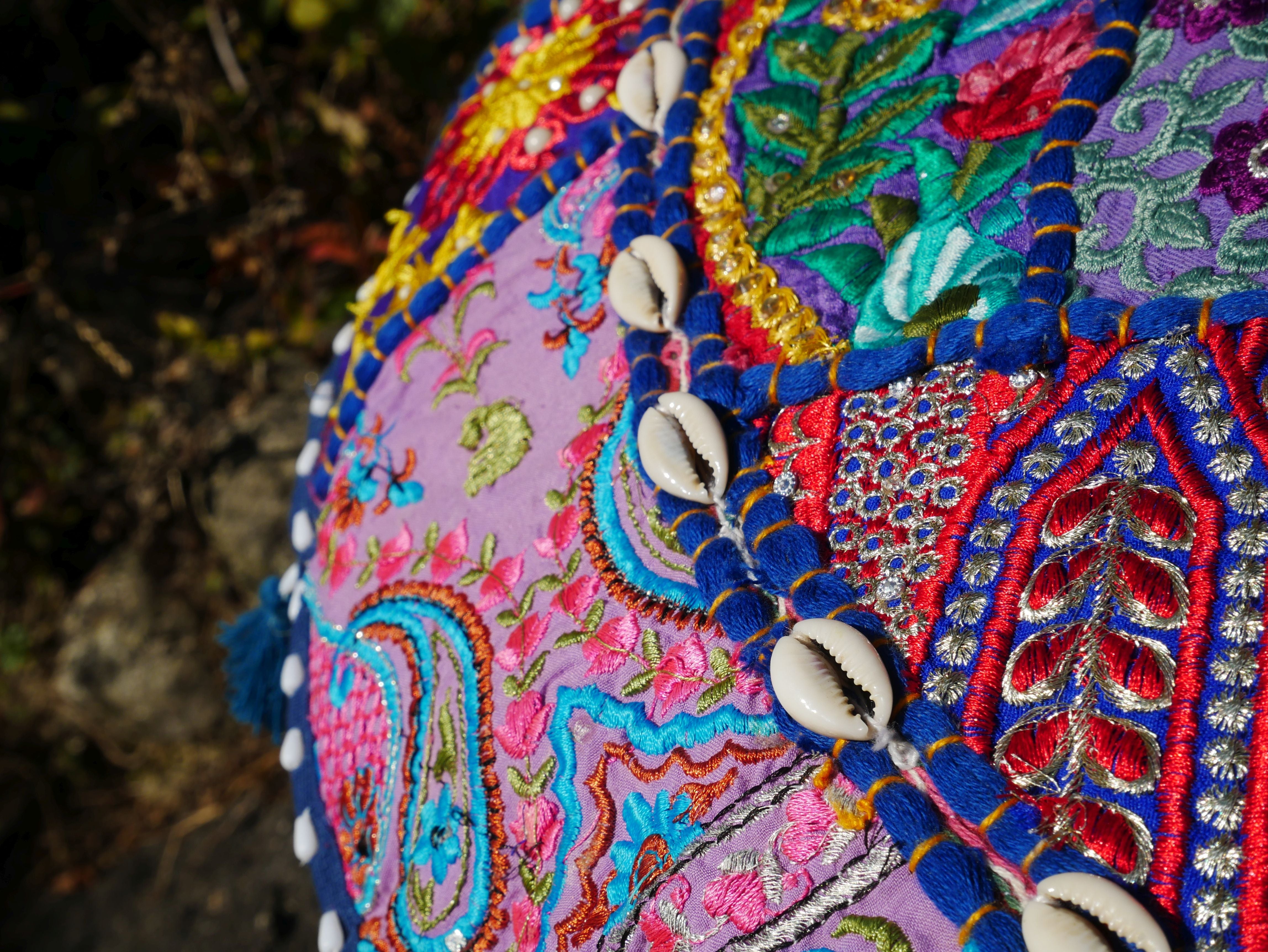 Patchwork floor pillow cover - colorful meditation cushion - Indian boho style floor seating.