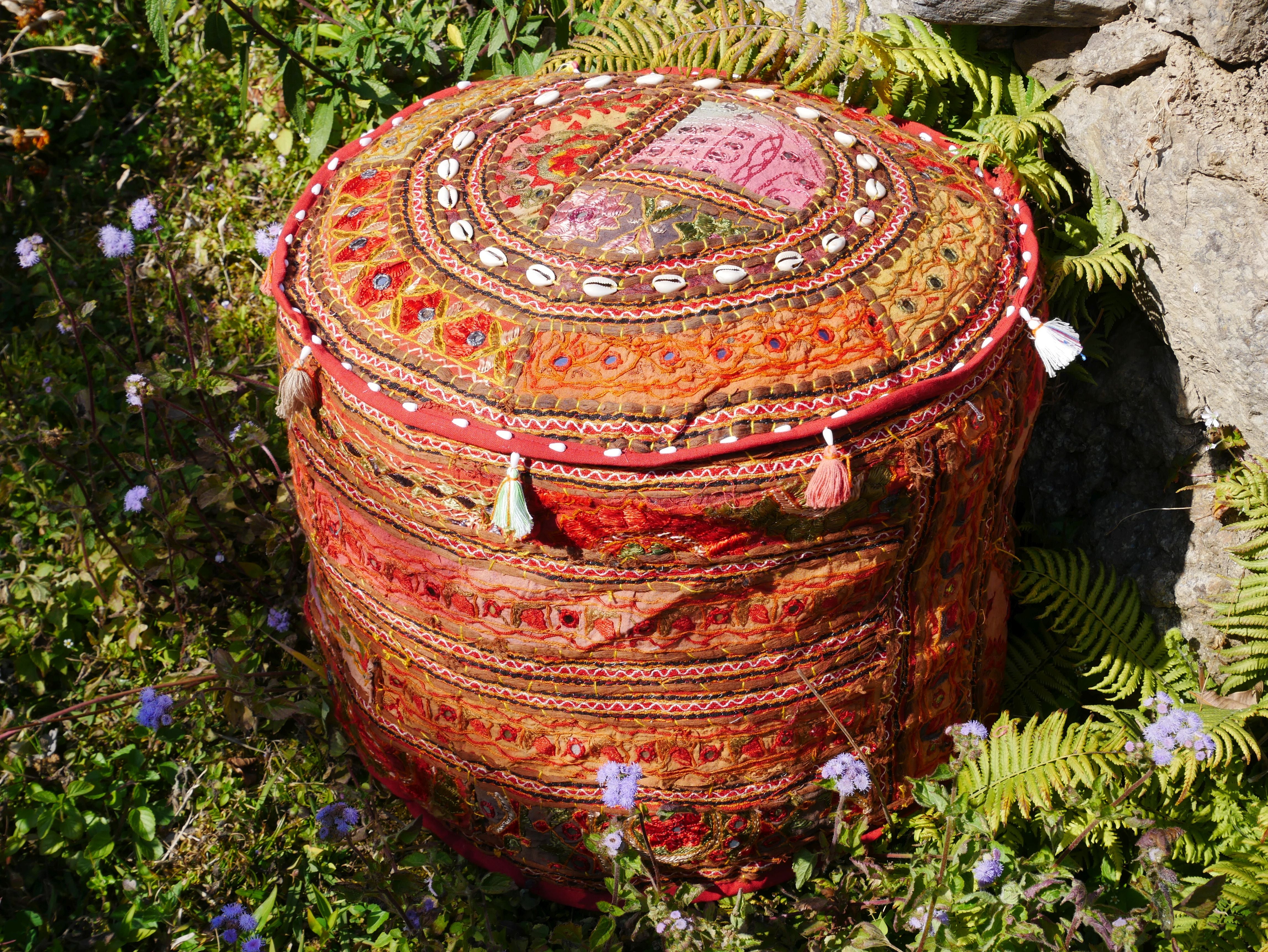 Colorful Floor pouf - Rajastani floor seating | Hippie style floor seating pillow - bean bag - The Shanti Home