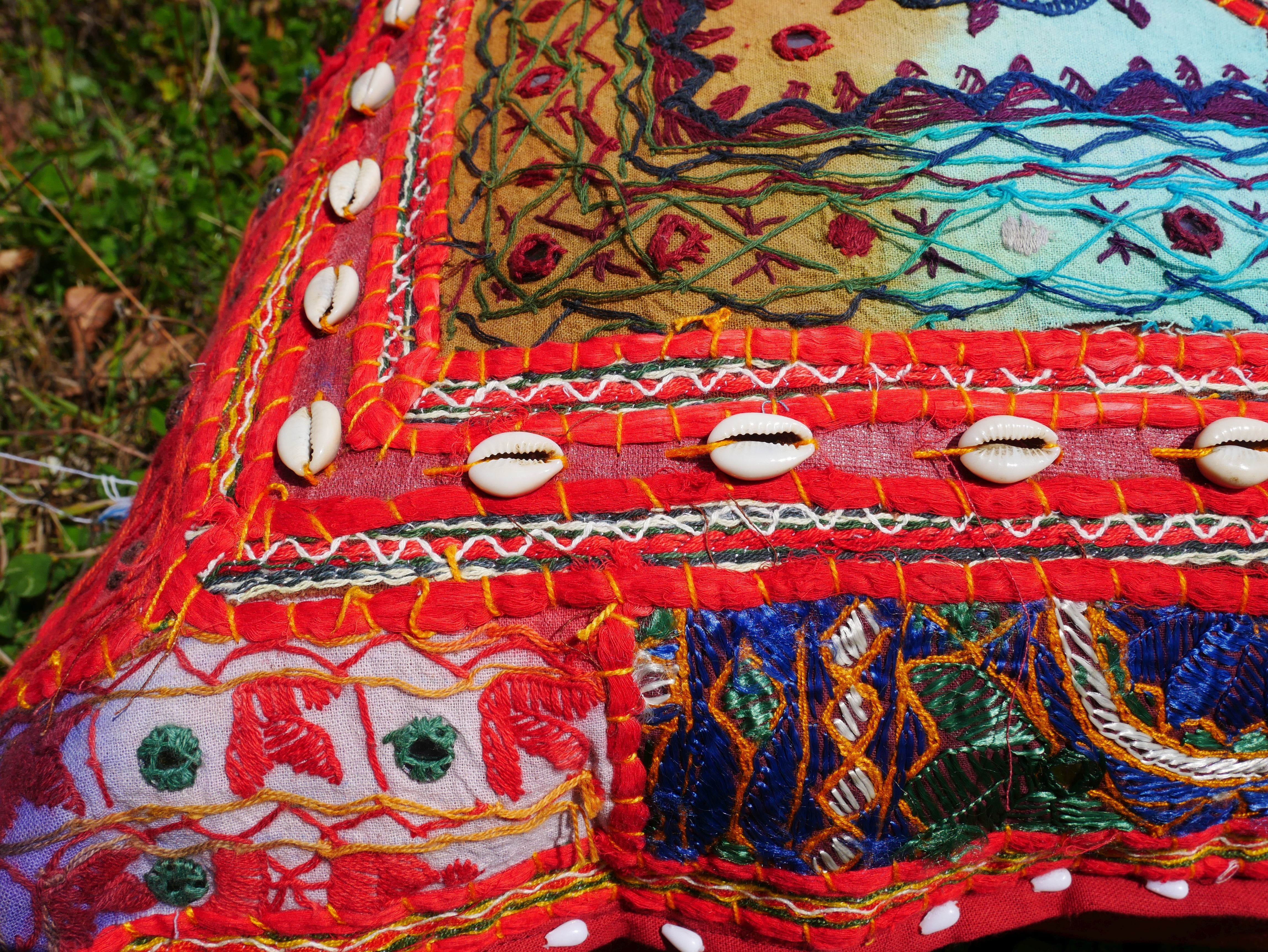 Square floor pillow - meditation cushion | "Desert Flower" decorative large pillow | Rajasthani floor pouf | Cover only