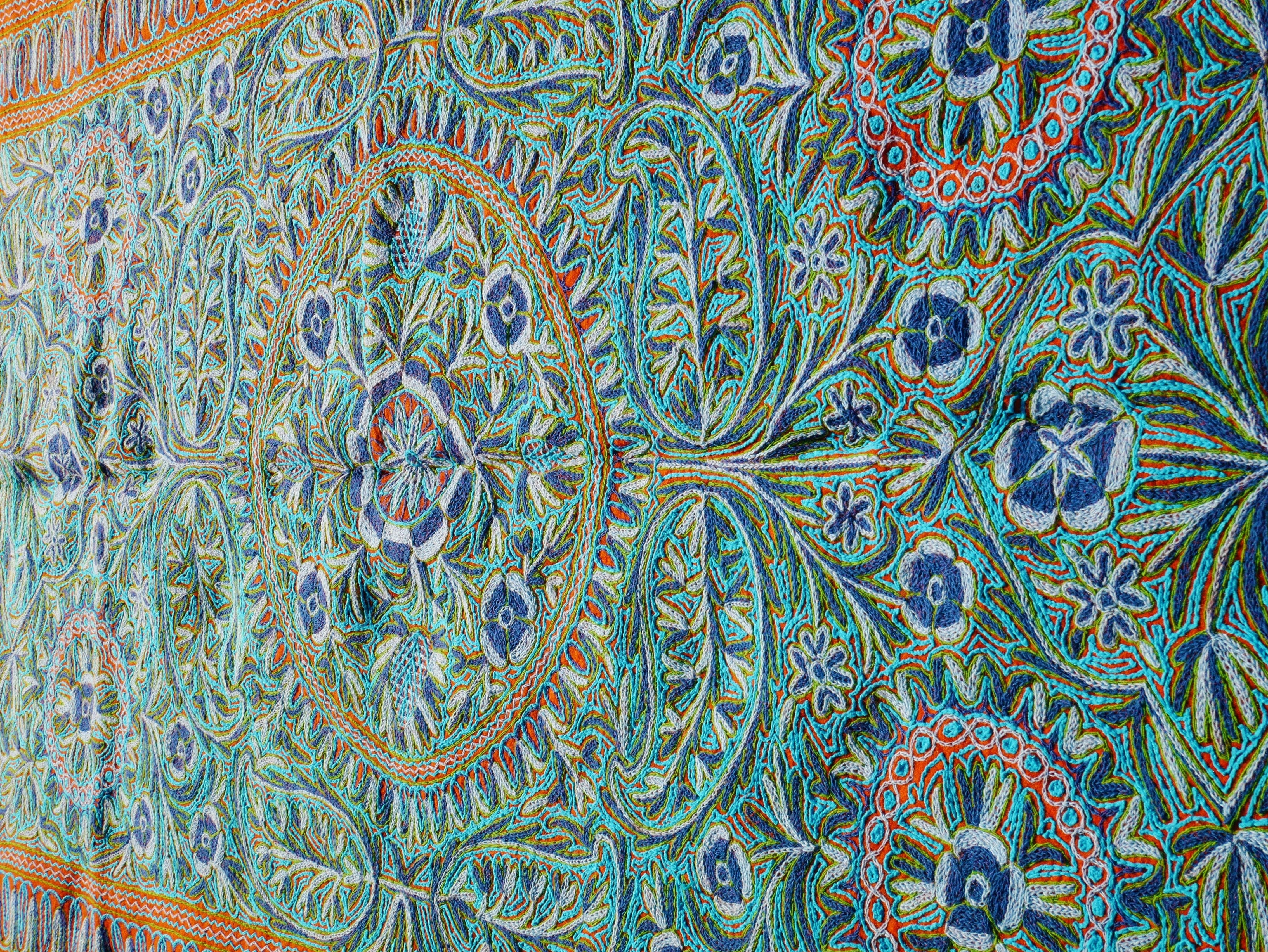 Made to order - Amazing 6x10 hand felted Kashmiri Namda - fully embroidered by hand - soft wool  living room rug - The Shanti Home