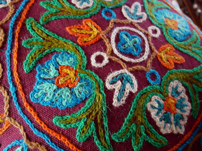 Colorful Kashmiri Crewel Pillow Covers: Handcrafted by Artisans  16x16 inches