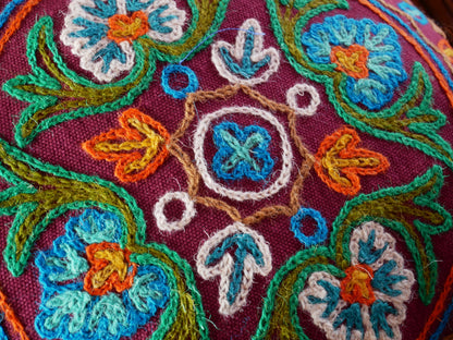 Colorful Kashmiri Crewel Pillow Covers: Handcrafted by Artisans  16x16 inches