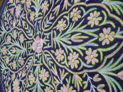 Kashmiri Namda rug 5ft - Mandala wool rug - boho area rug handfelted and embroidered