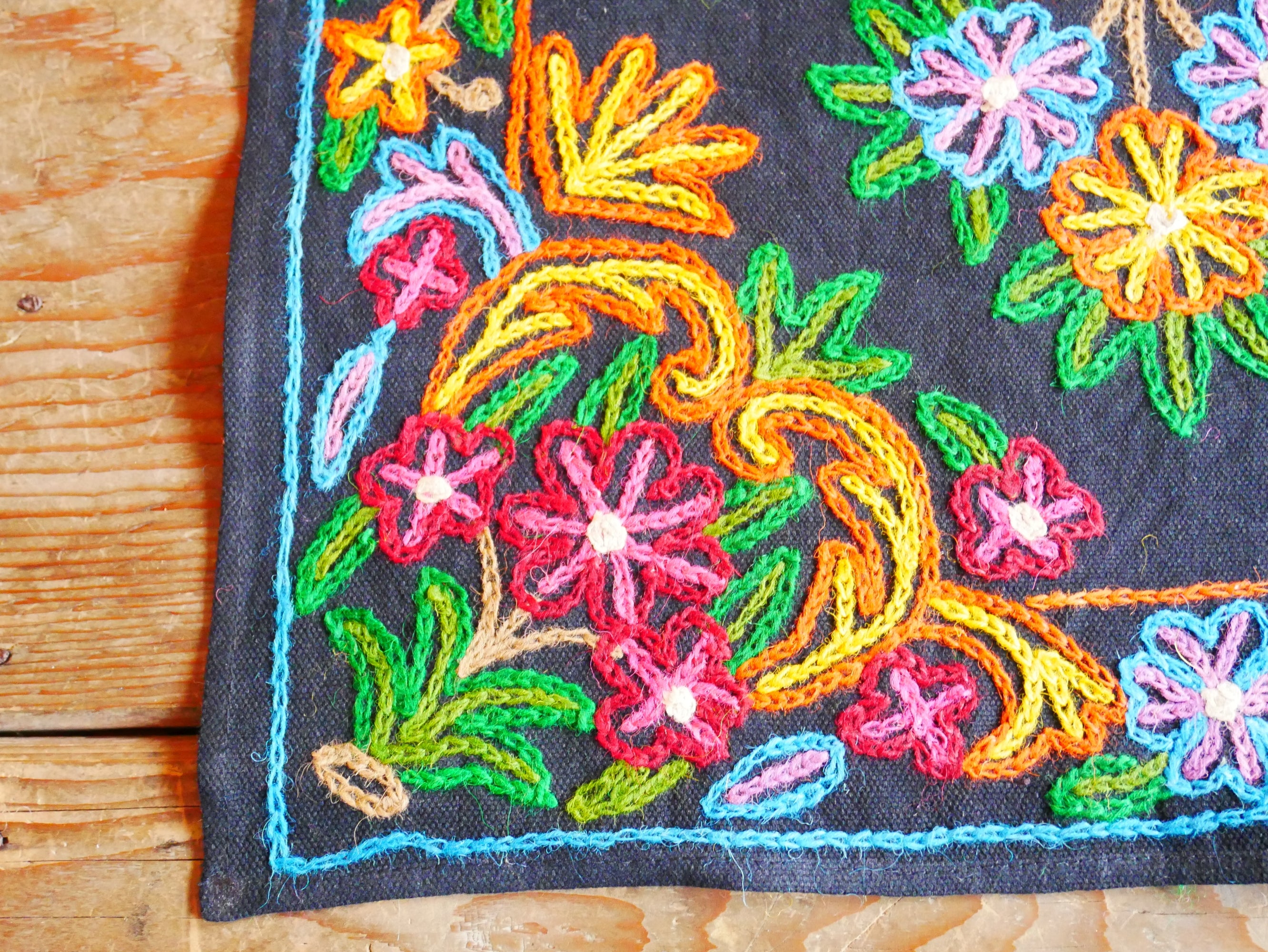 Boho table runner - Kashmiri Crewel embroidery - hand embroidered table decor