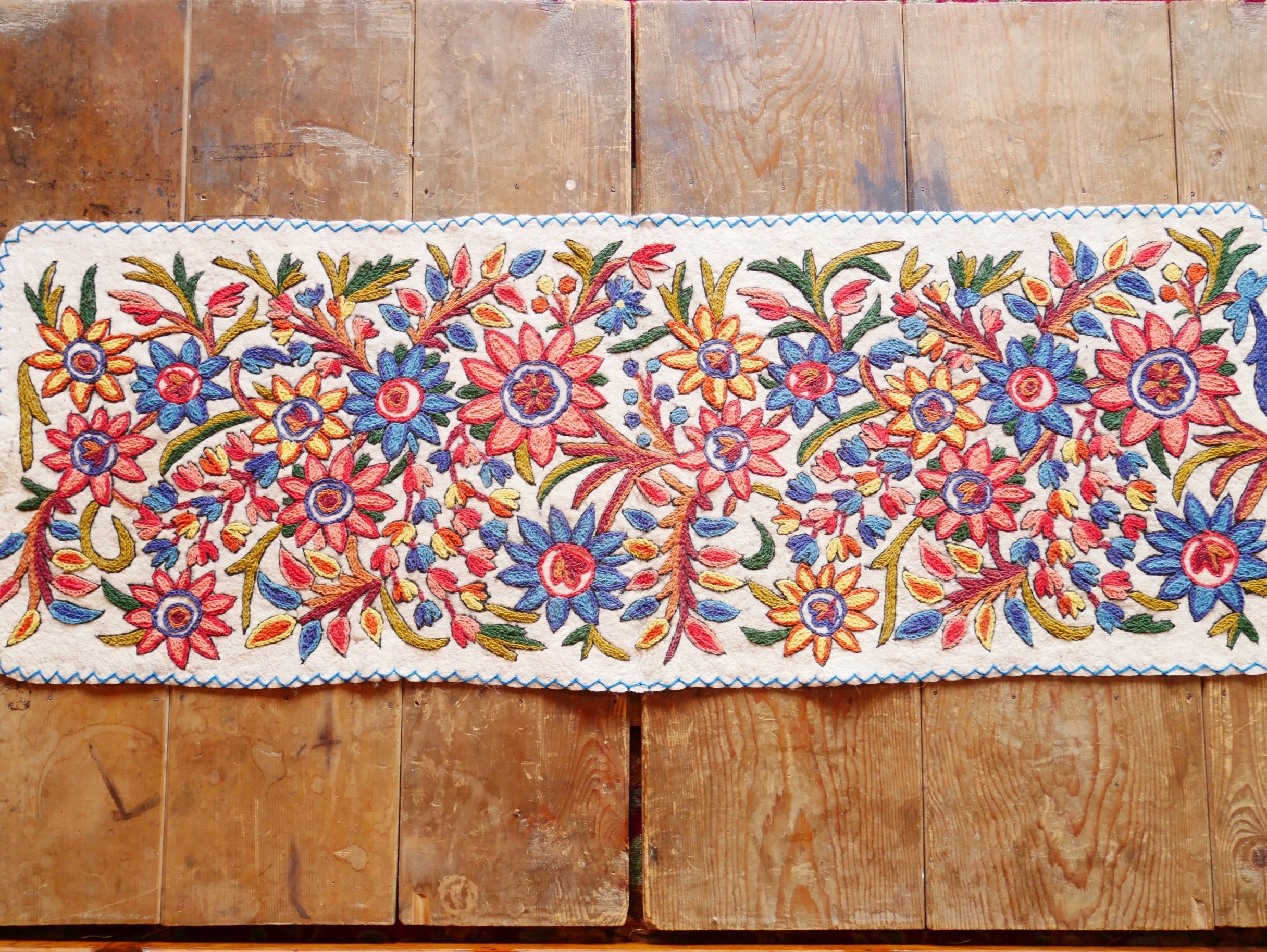Floor runner - Kashmiri "Namda" wool felt rug 2x6 | bohemian decor - yoga rug mat - The Shanti Home