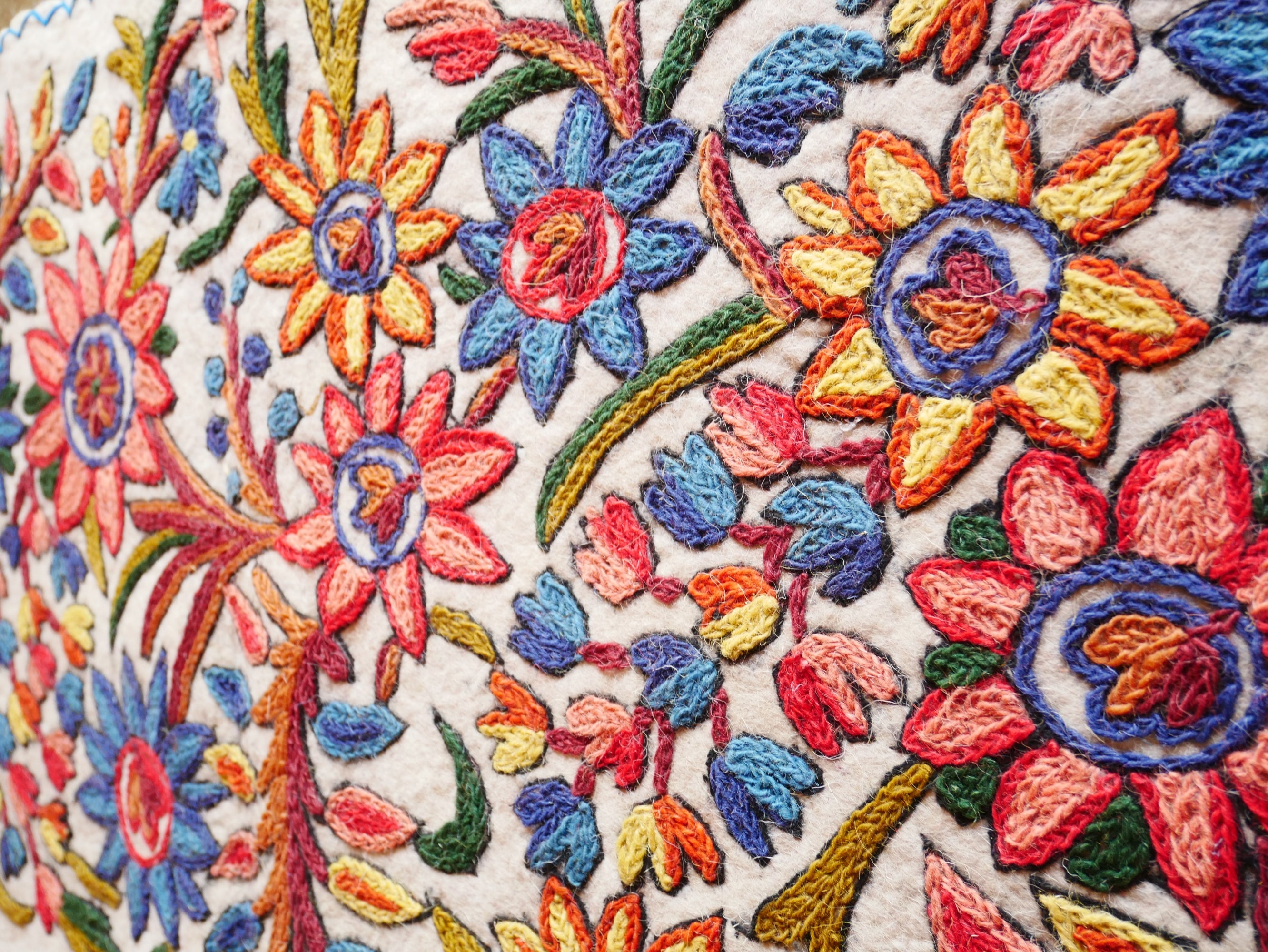 Floor runner - Kashmiri "Namda" wool felt rug 2x6 | bohemian decor - yoga rug mat - The Shanti Home