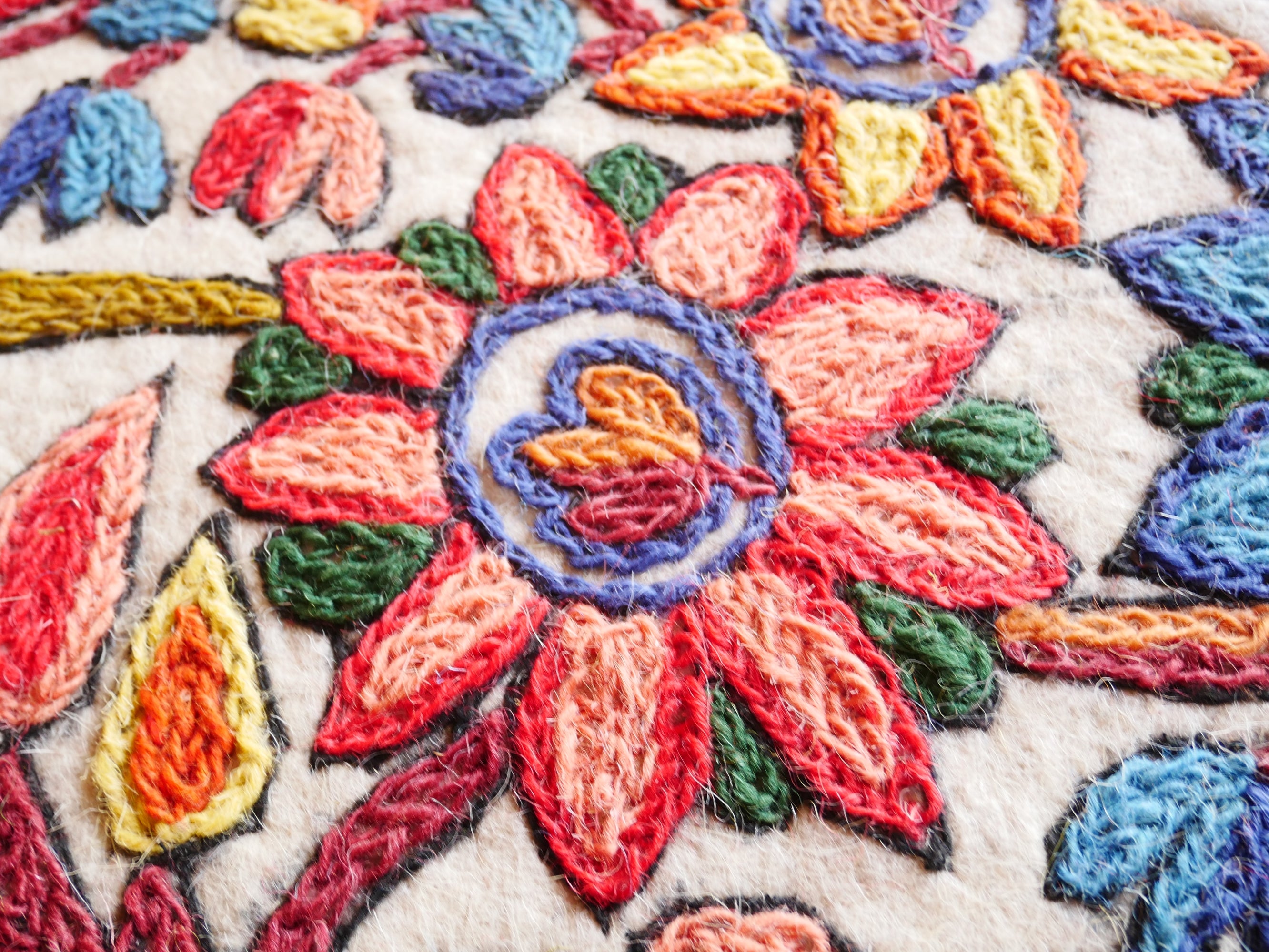Floor runner - Kashmiri "Namda" wool felt rug 2x6 | bohemian decor - yoga rug mat - The Shanti Home