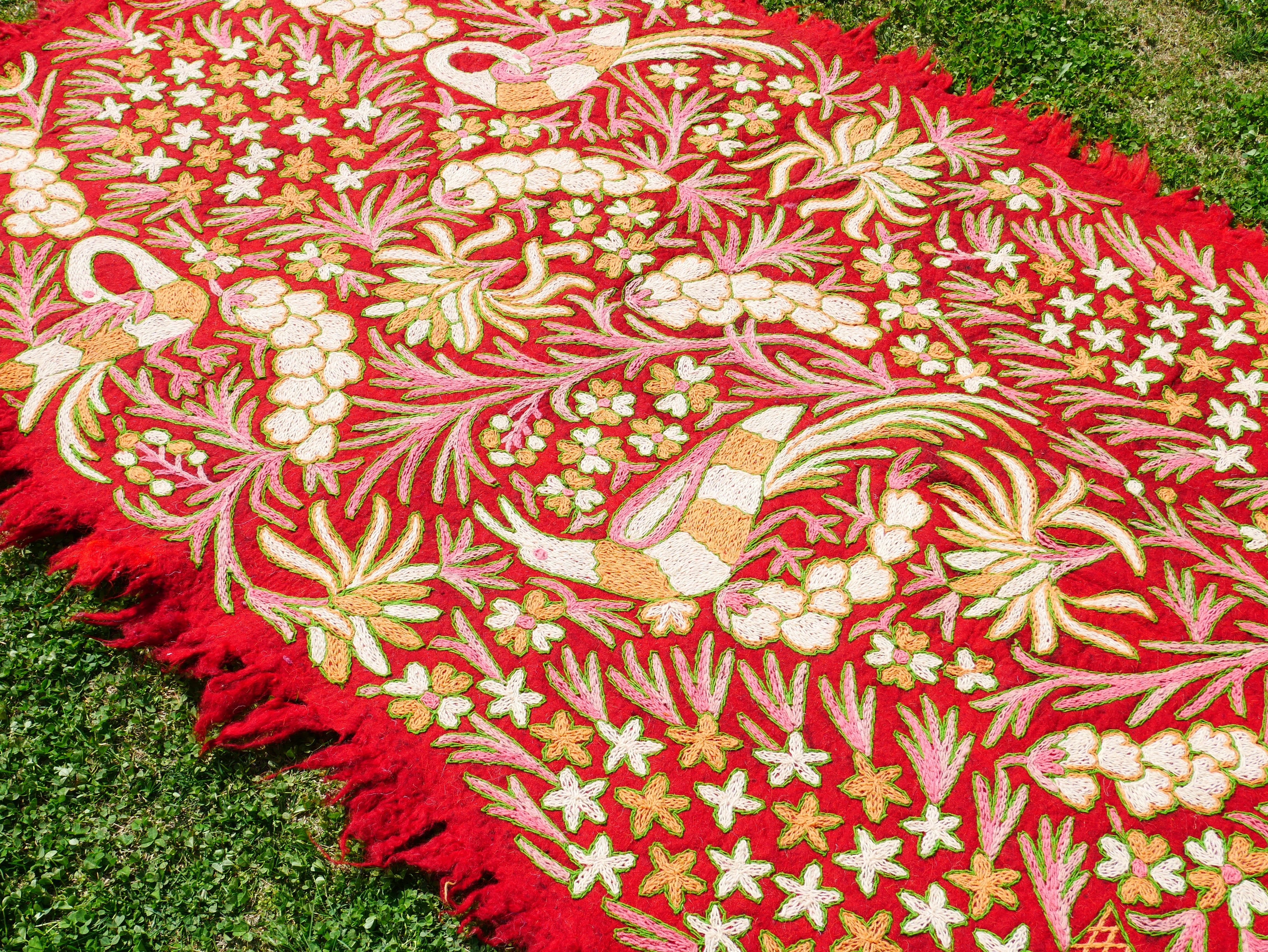 Handmade traditional Namda from Kashmir | hand felted, embroidered  wool rug 6x4 bohemian bedroom rug - colorful floral rug - The Shanti Home