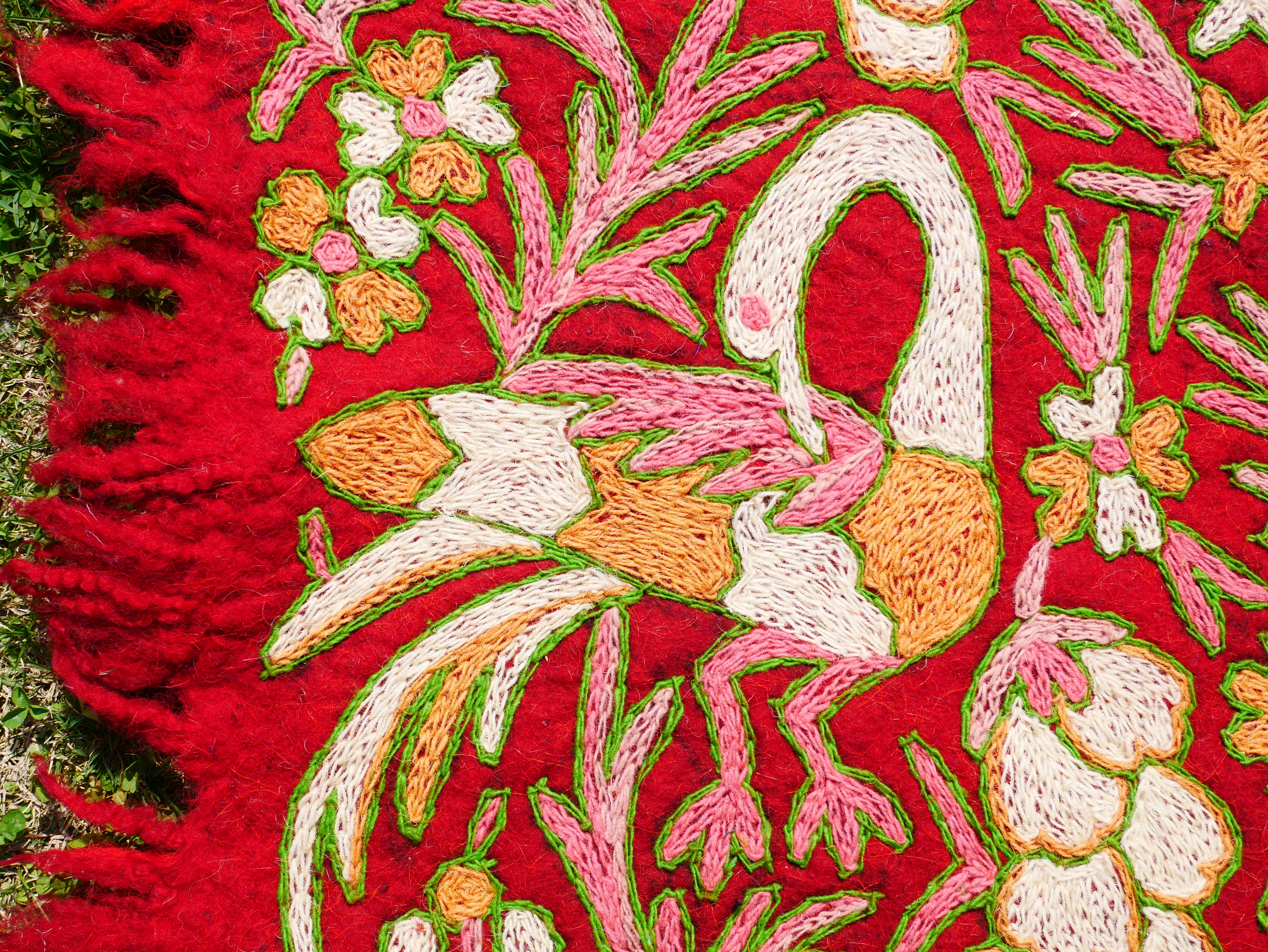 Handmade traditional Namda from Kashmir | hand felted, embroidered  wool rug 6x4 bohemian bedroom rug - colorful floral rug - The Shanti Home