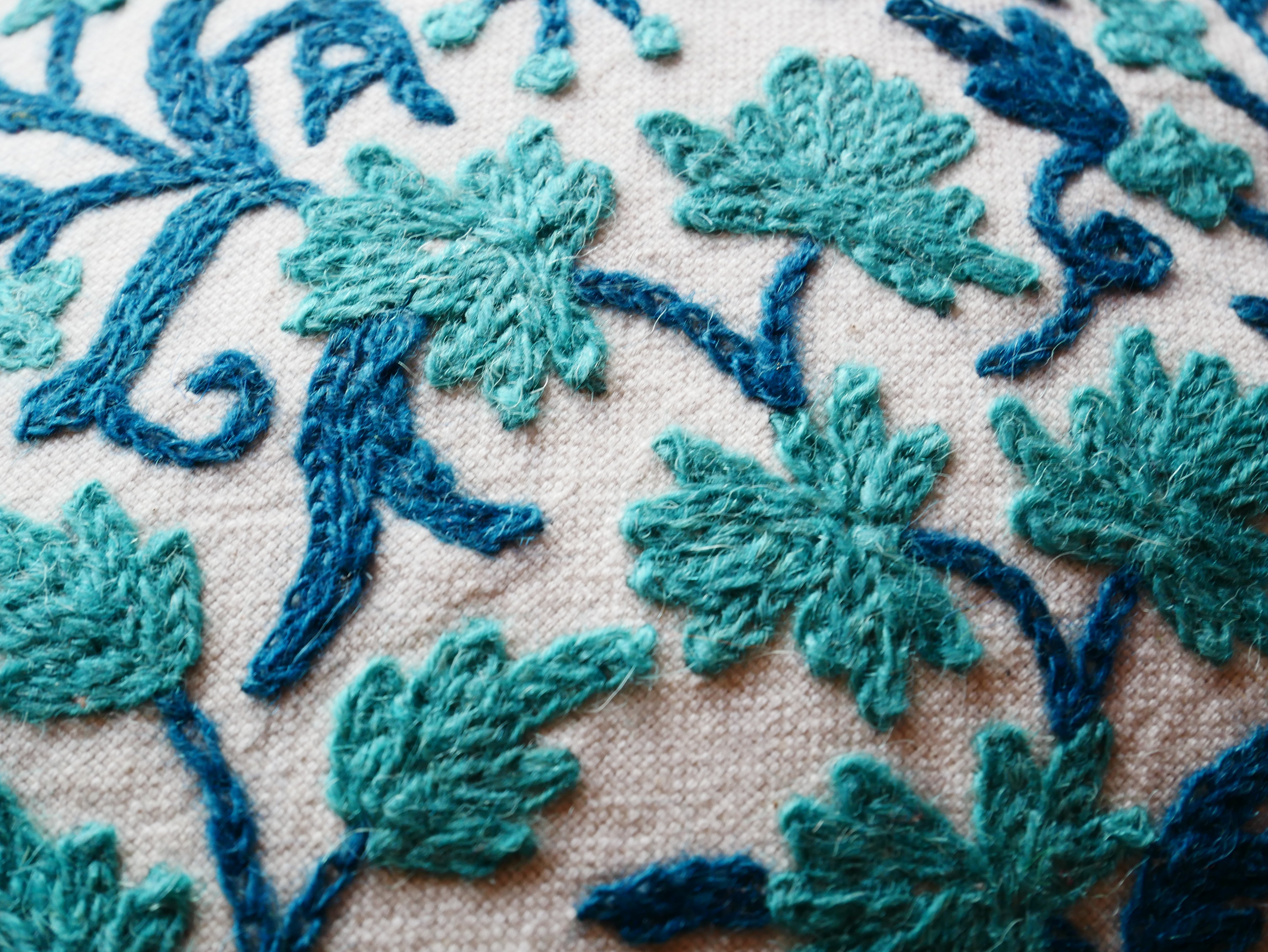 Embroidery pillow Kashmiri Crewel Pillow Cover: Handcrafted by Artisans 16x16 inches