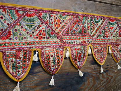 Embroidery Toran - Indian door hanging - Boho window valance Masala