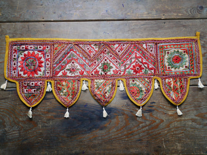 Embroidery Toran - Indian door hanging - Boho window valance Masala
